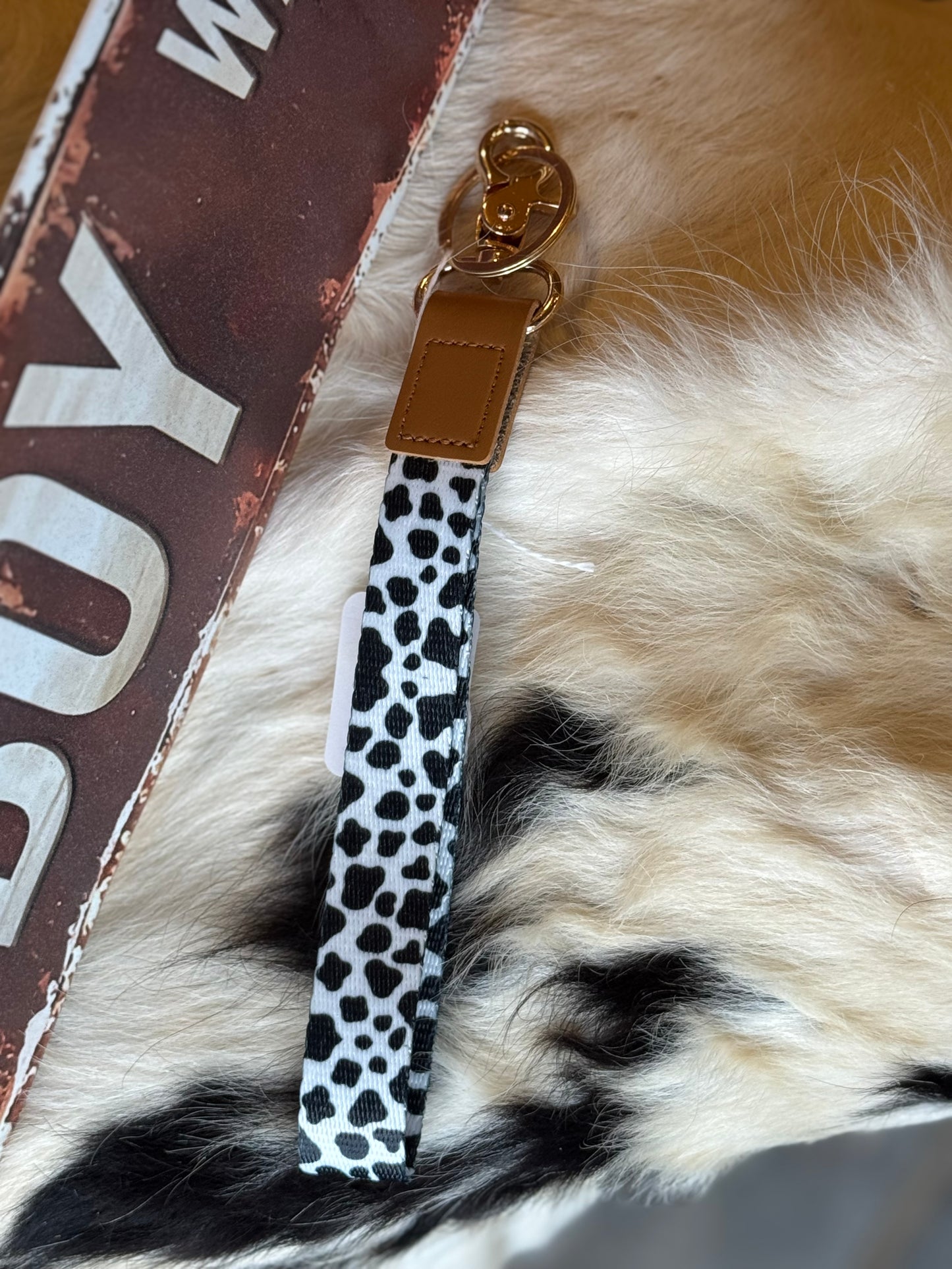 Cowhide Print Wrist Key chain