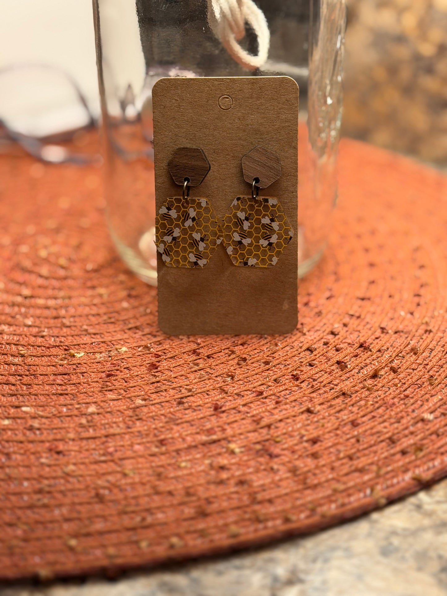 Wood Bee Earrings