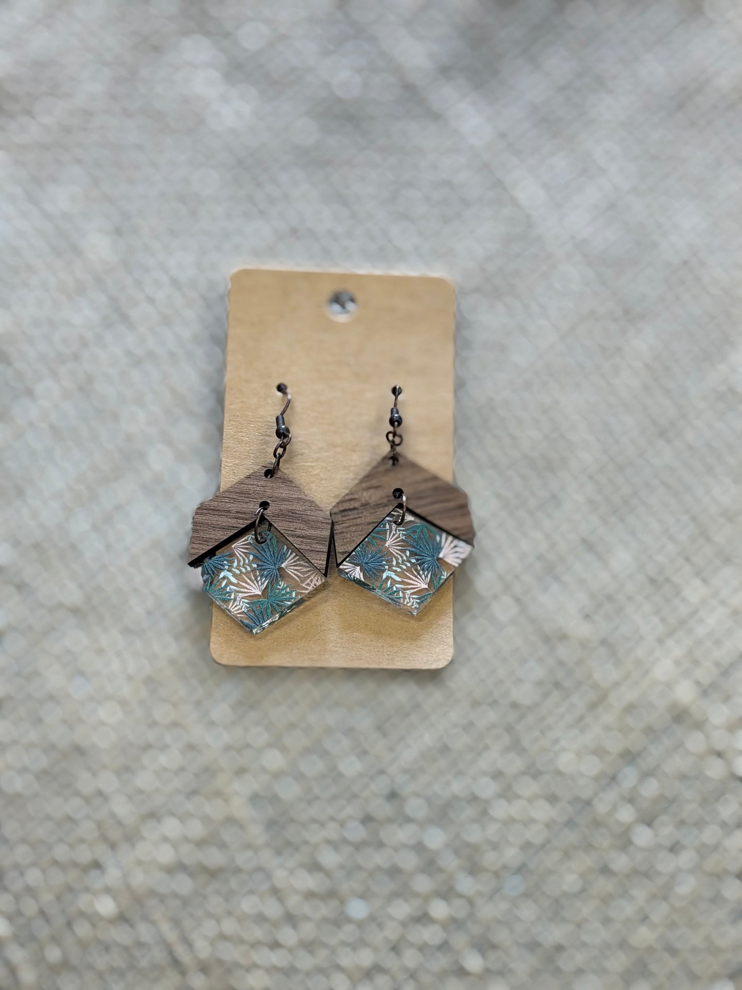Wood Flower Earrings