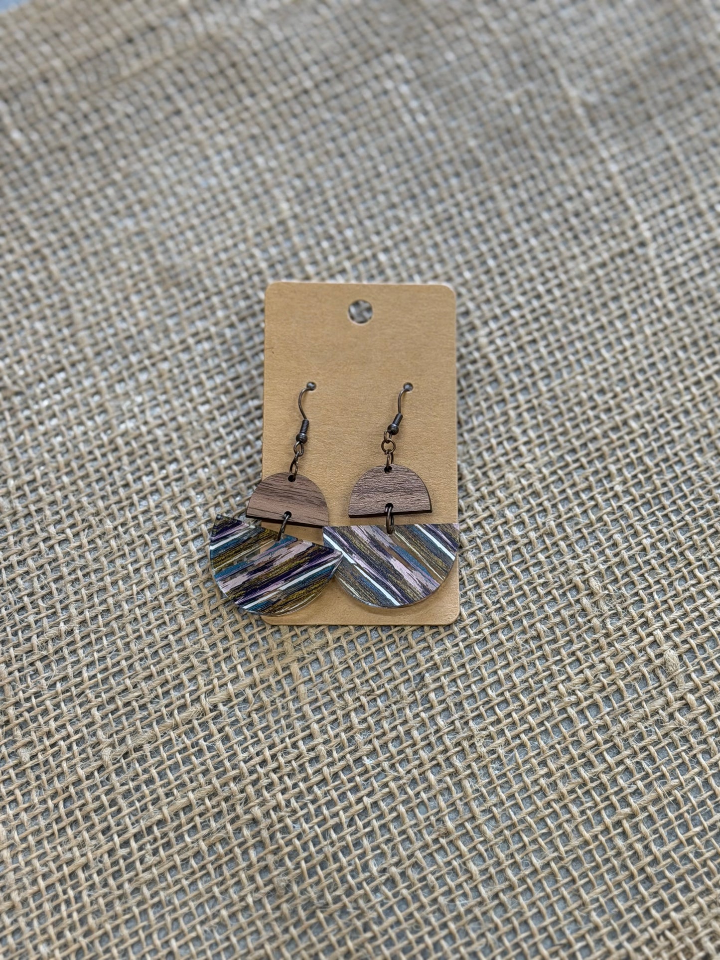 Wood Splatter Paint Earrings