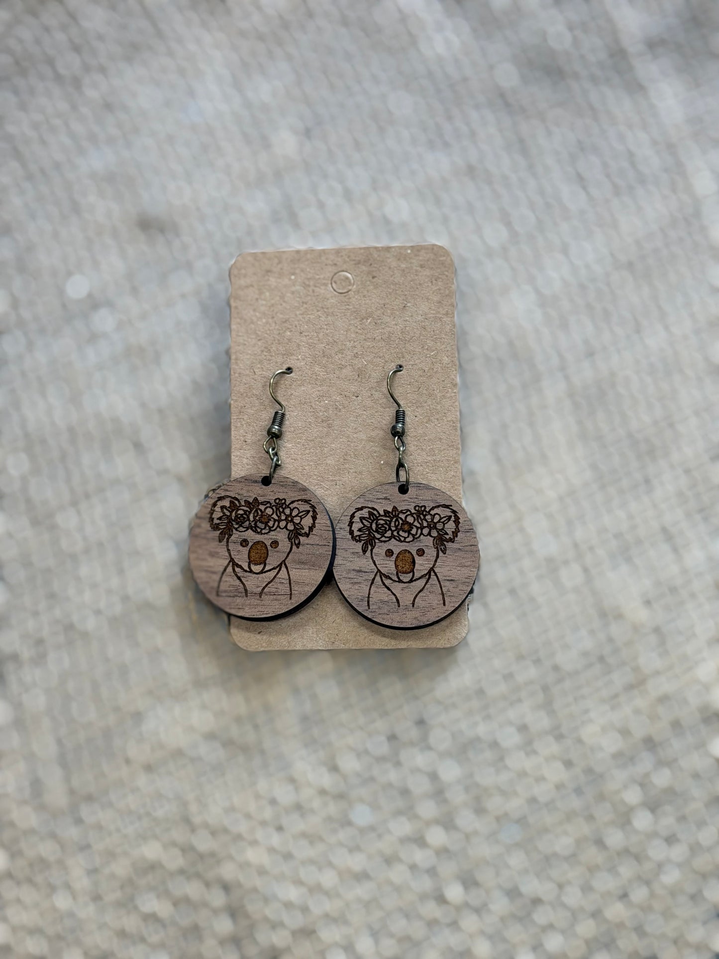 Wood Koala Bear earrings