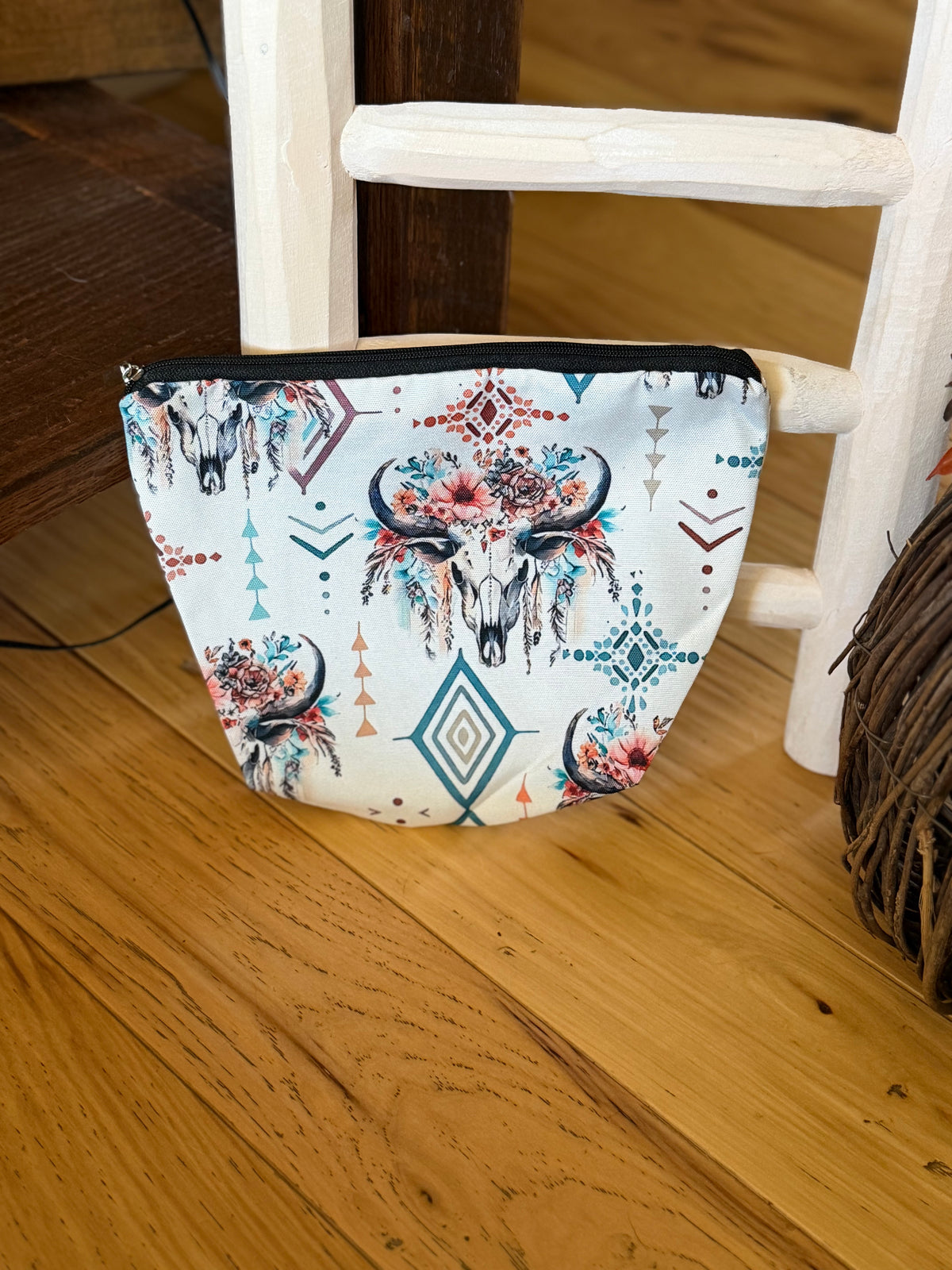 Western Cow Scull Zipper Pouch