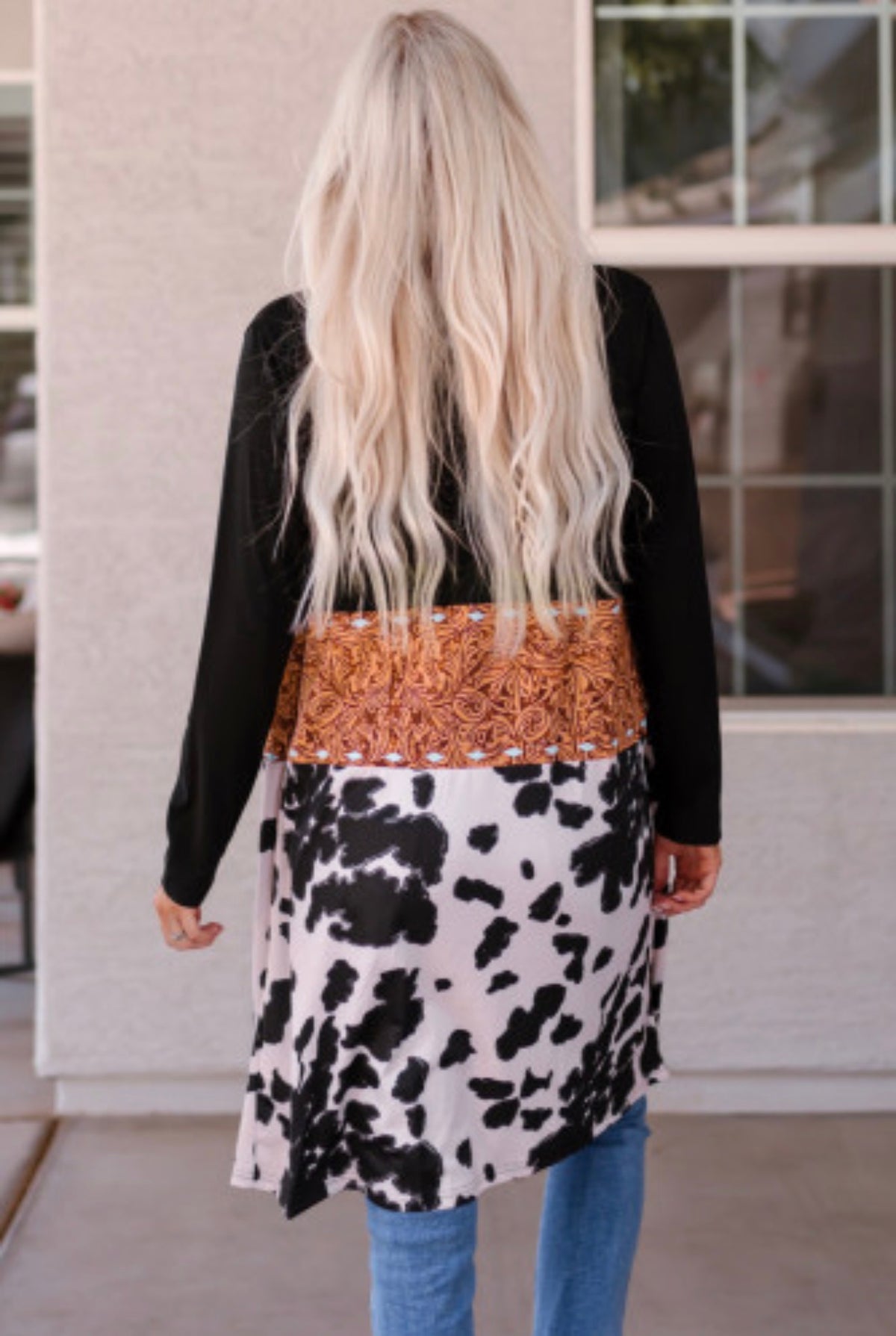 Cow Print & Paisley Western Cardigan
