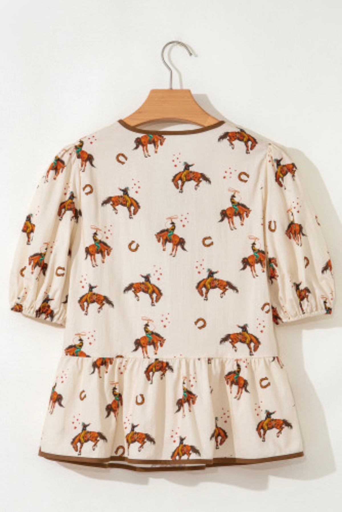 Western Horse Print Peplum Top