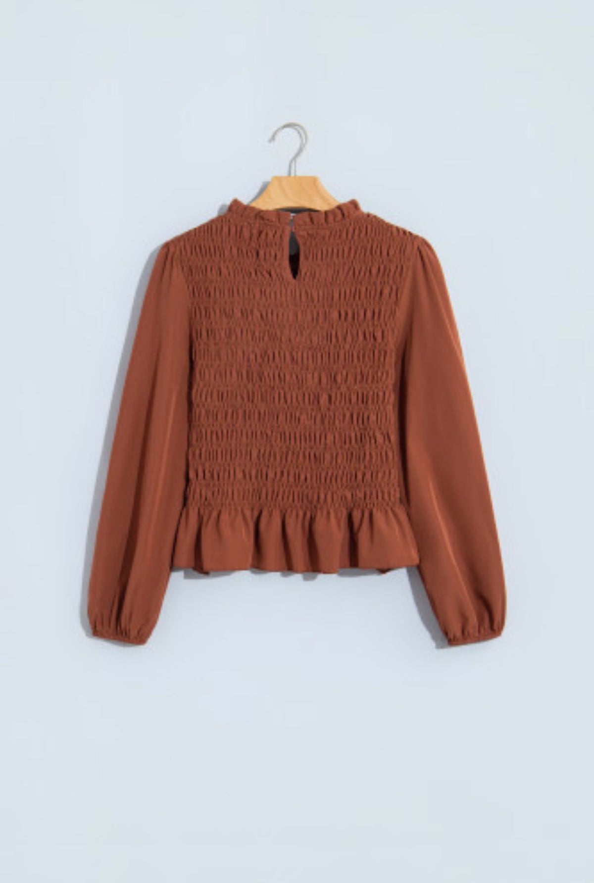 Rust Smocked Peplum Blouse