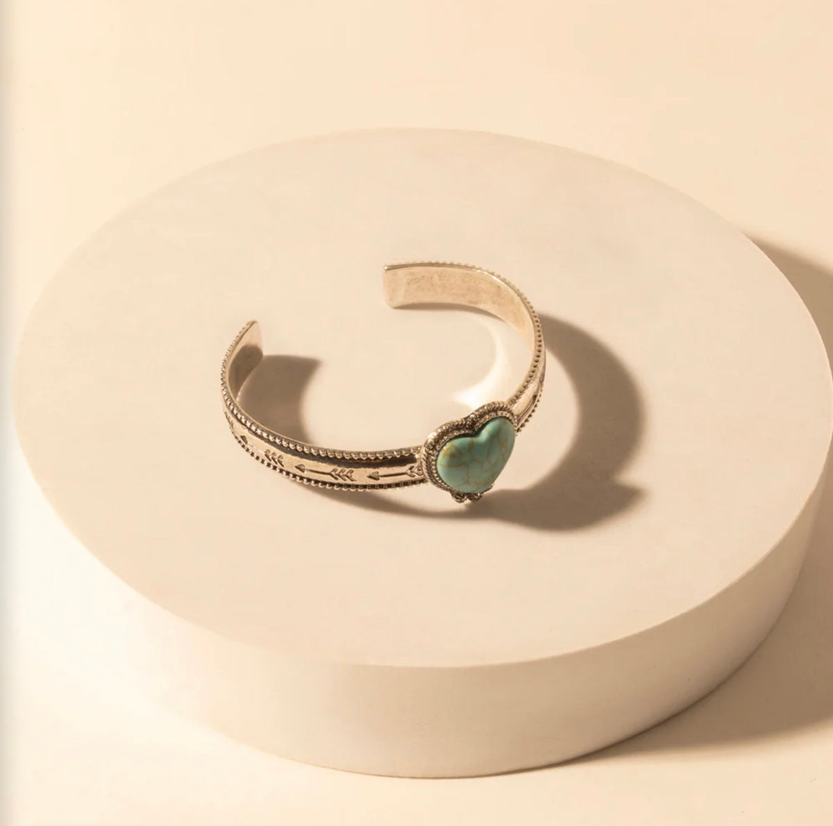 Turquoise Heart Western Cuff Bracelet