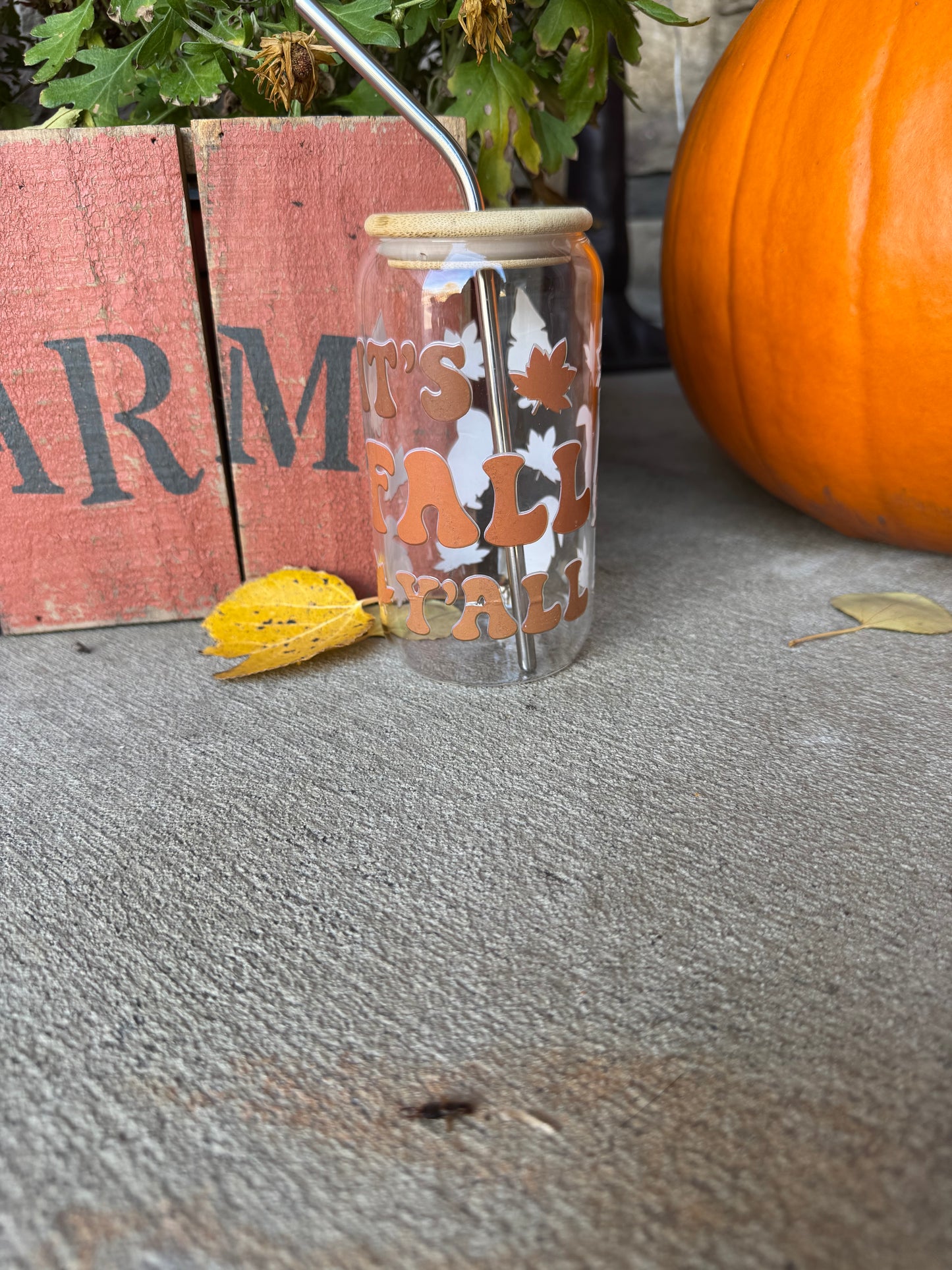 16oz Fall Glass Cups