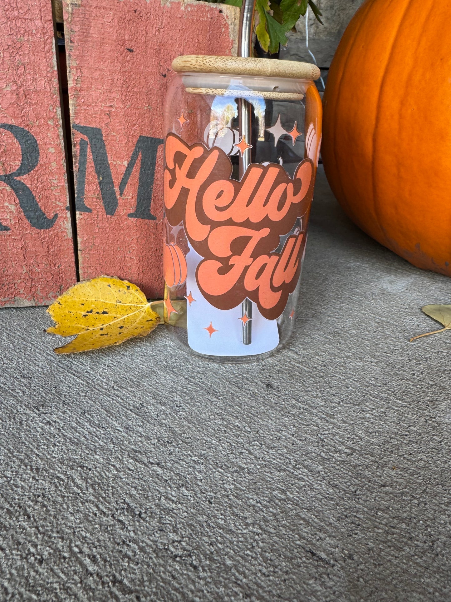 16oz Fall Glass Cups