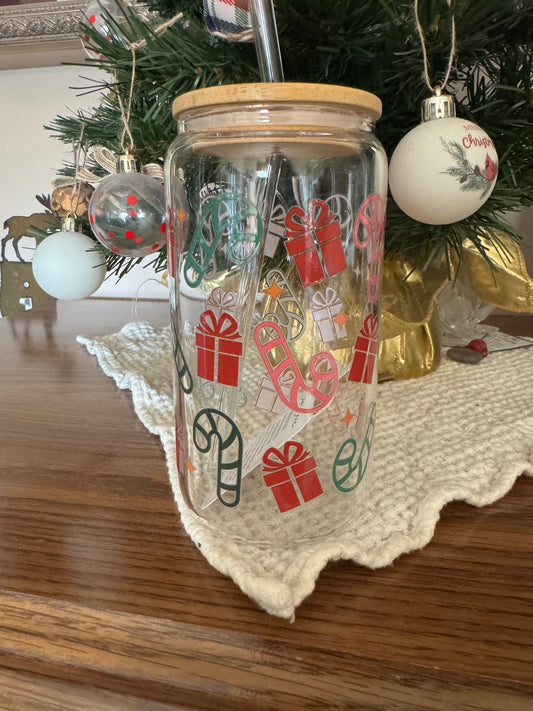 16oz Christmas Glass Cups