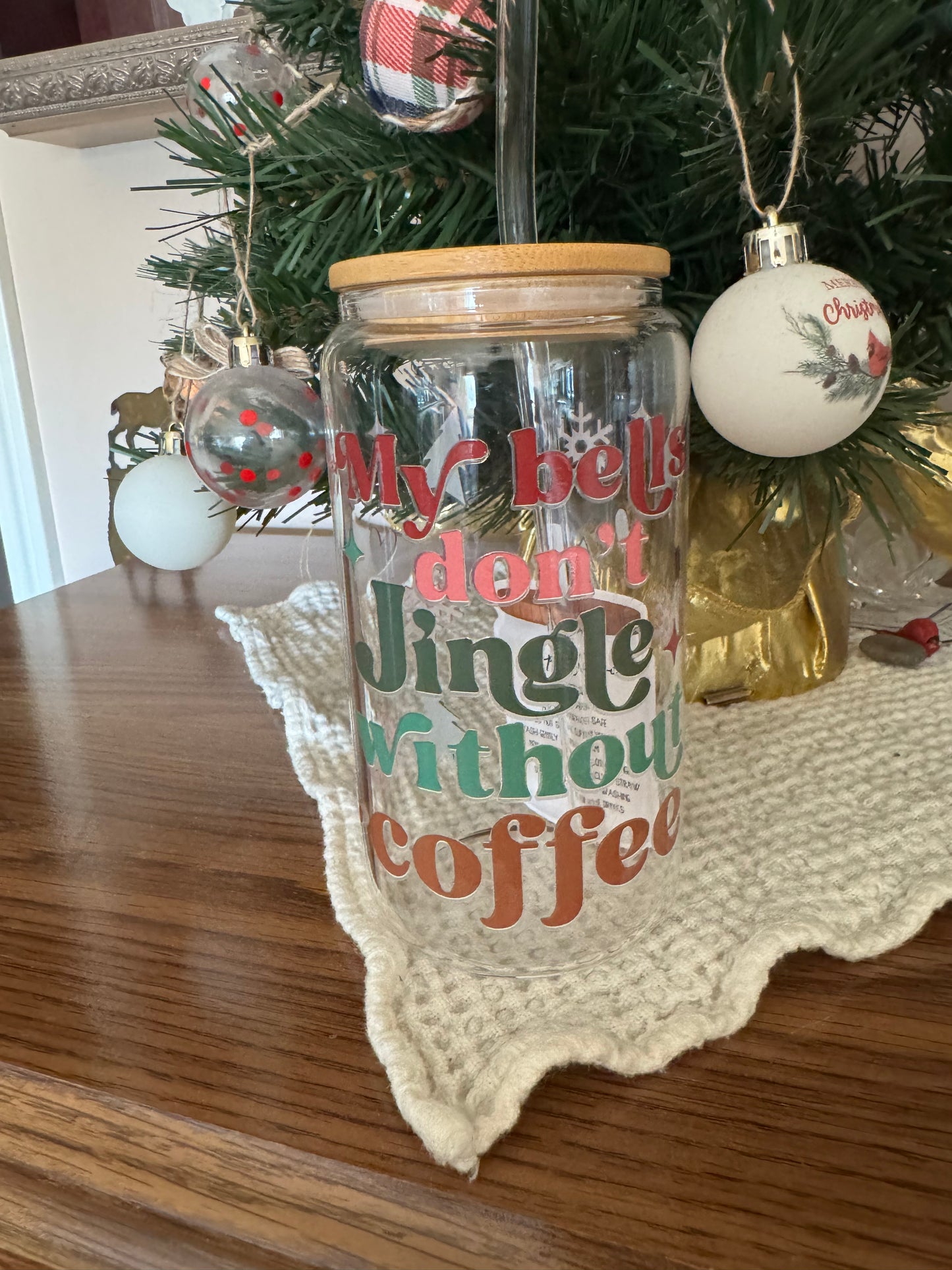 16oz Christmas Glass Cups
