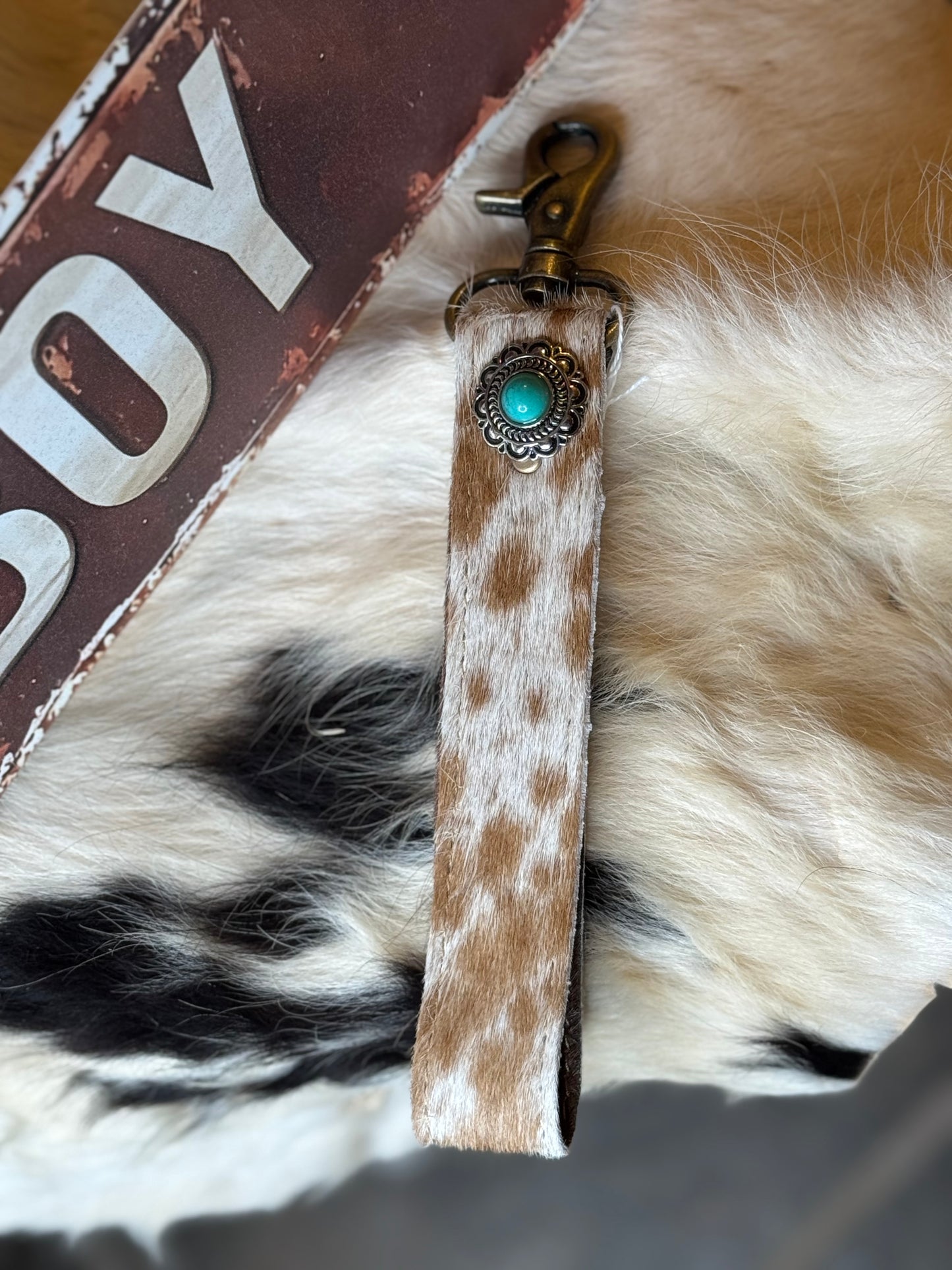 Cowhide key chain