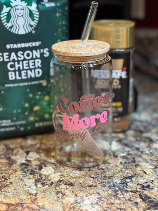 16oz Coffee saying Glass cups