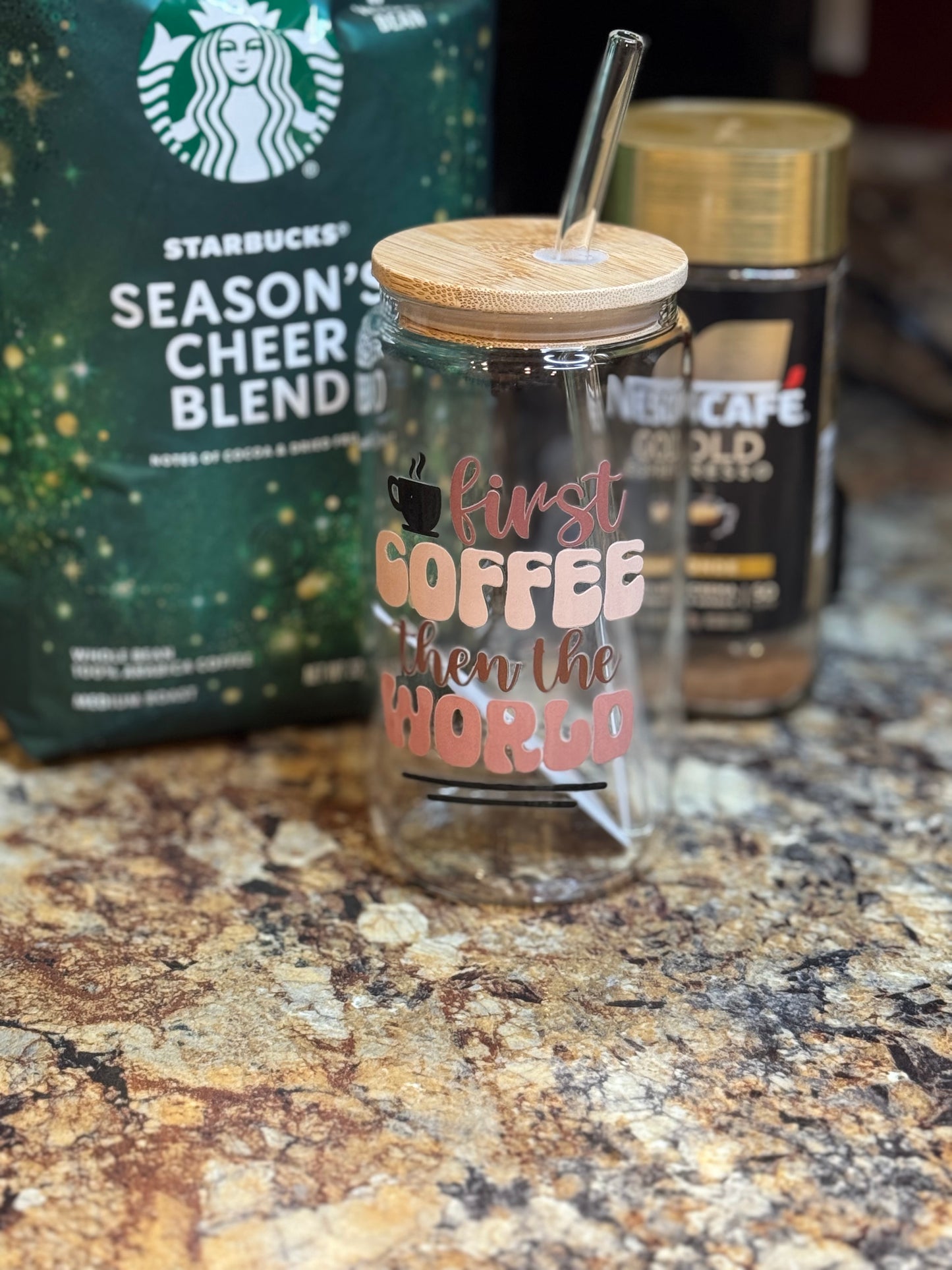 16oz Coffee saying Glass cups
