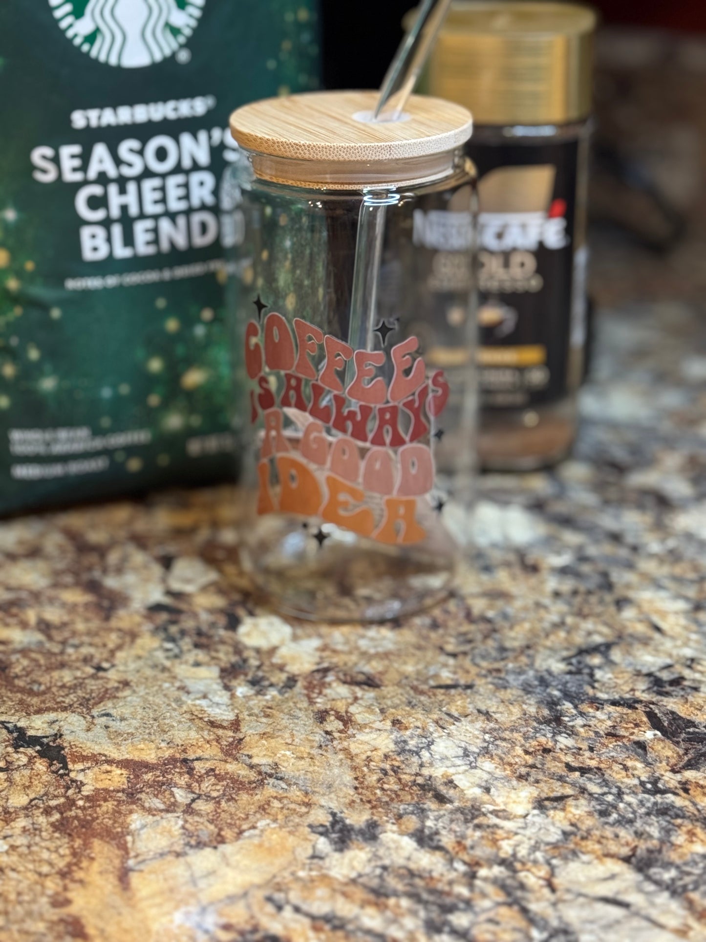 16oz Coffee saying Glass cups