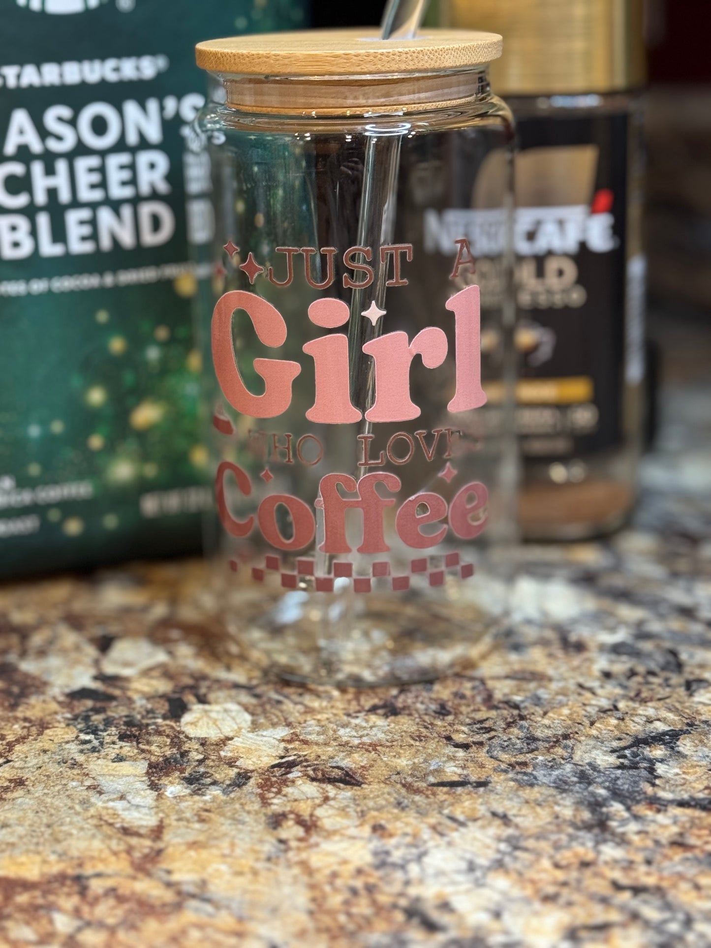 16oz Coffee saying Glass cups