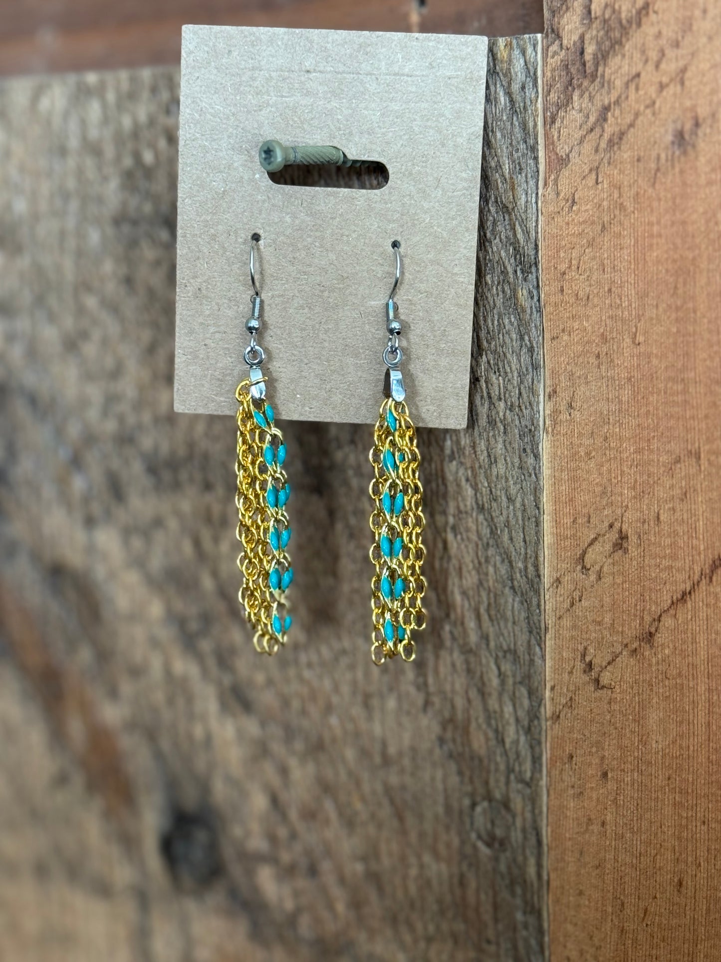 Recycled permanent jewelry chain earrings