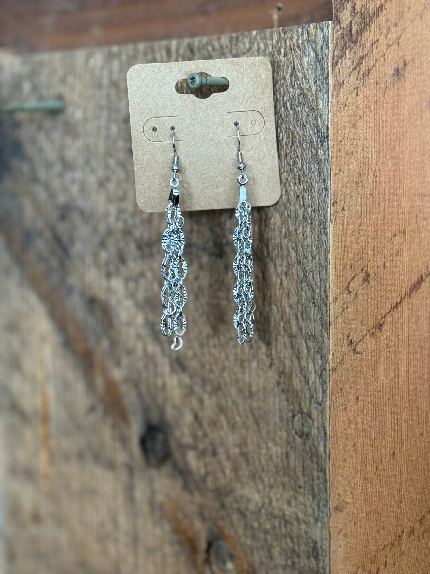 Recycled permanent jewelry chain earrings