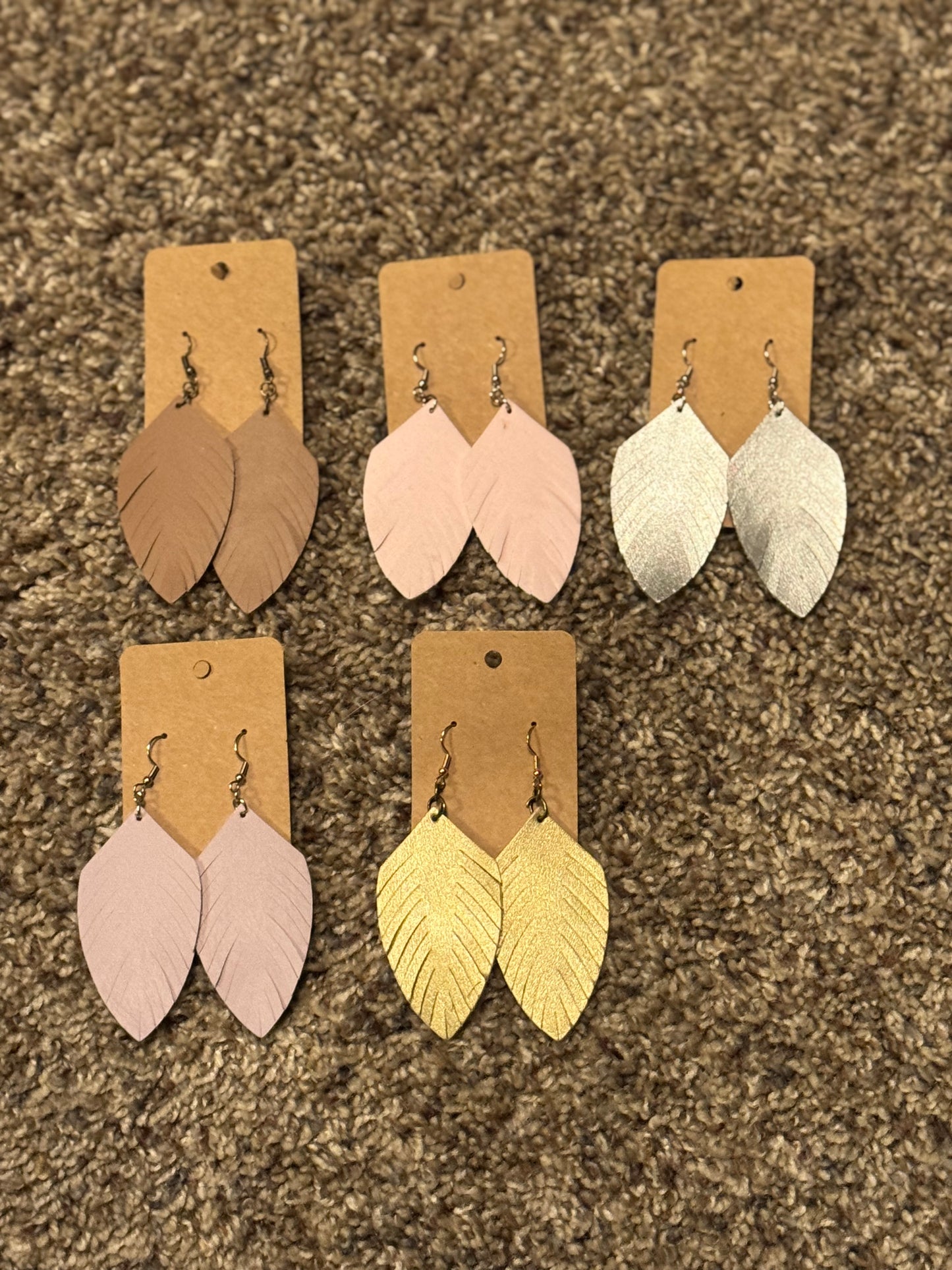 Feather Shape Leather Earrings