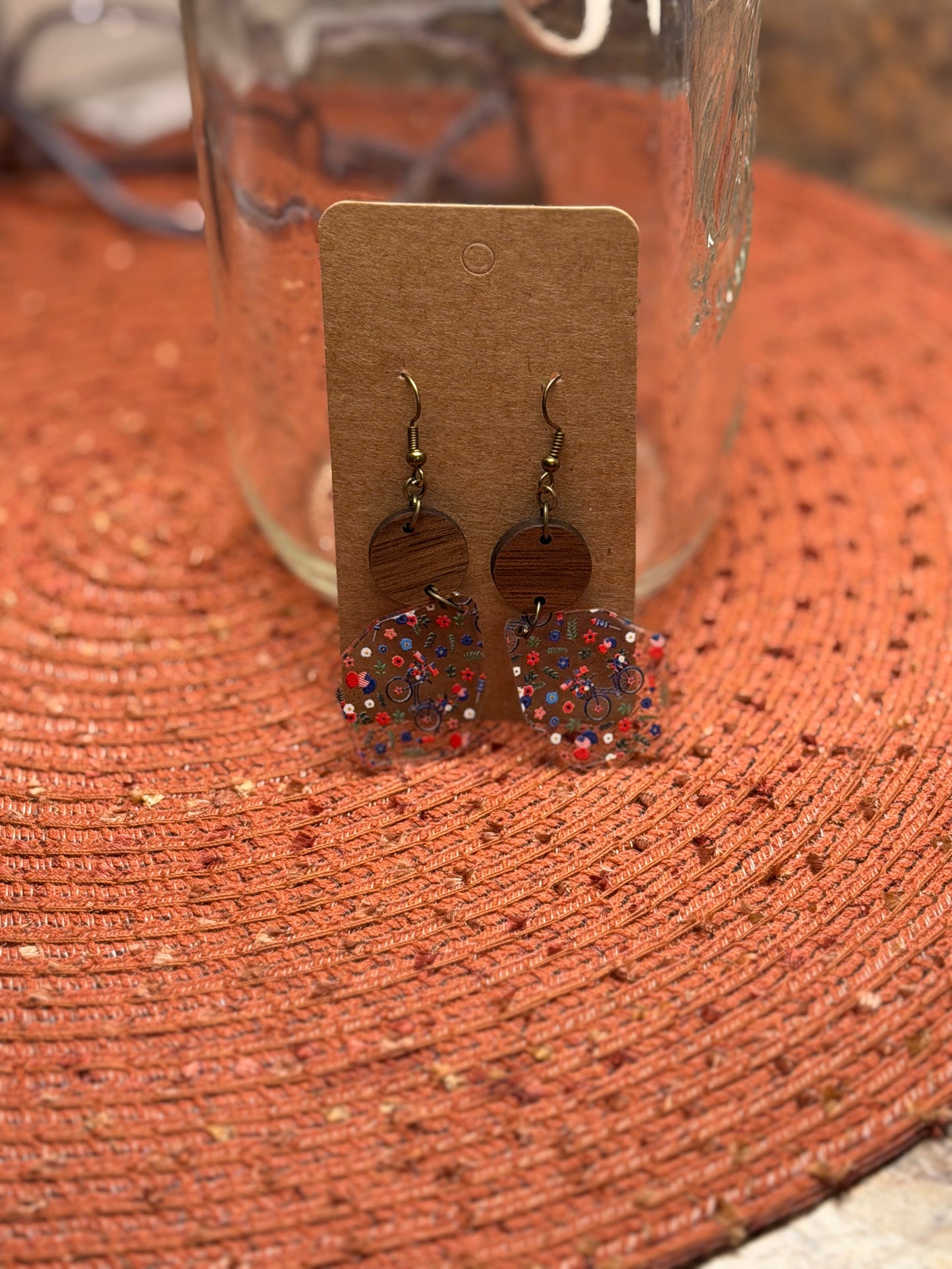 Wood 4th of July earrings