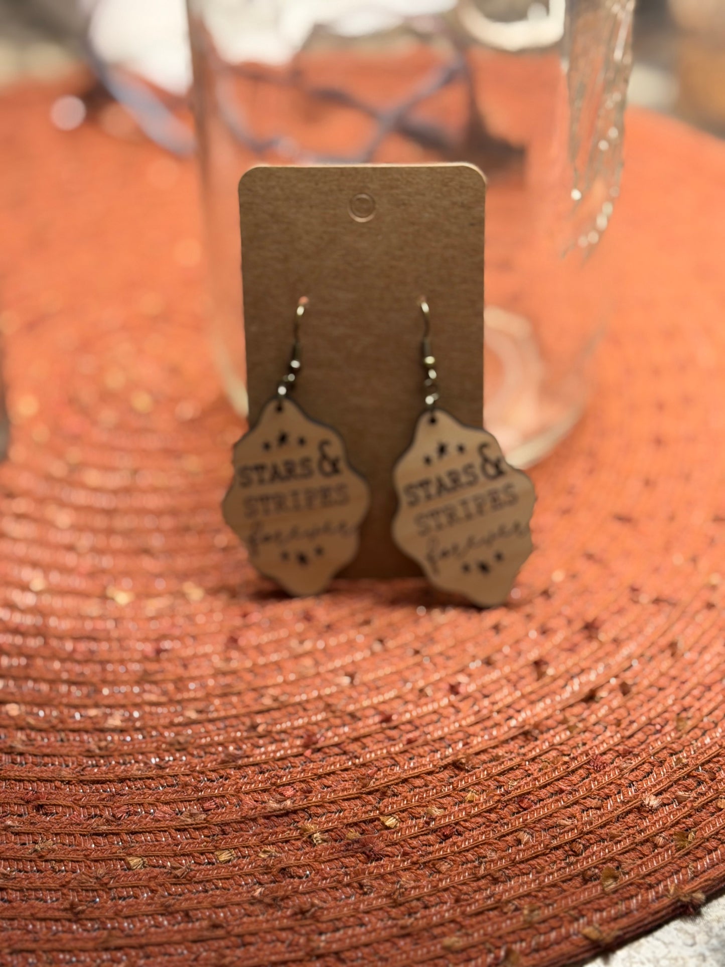Wood 4th of July earrings