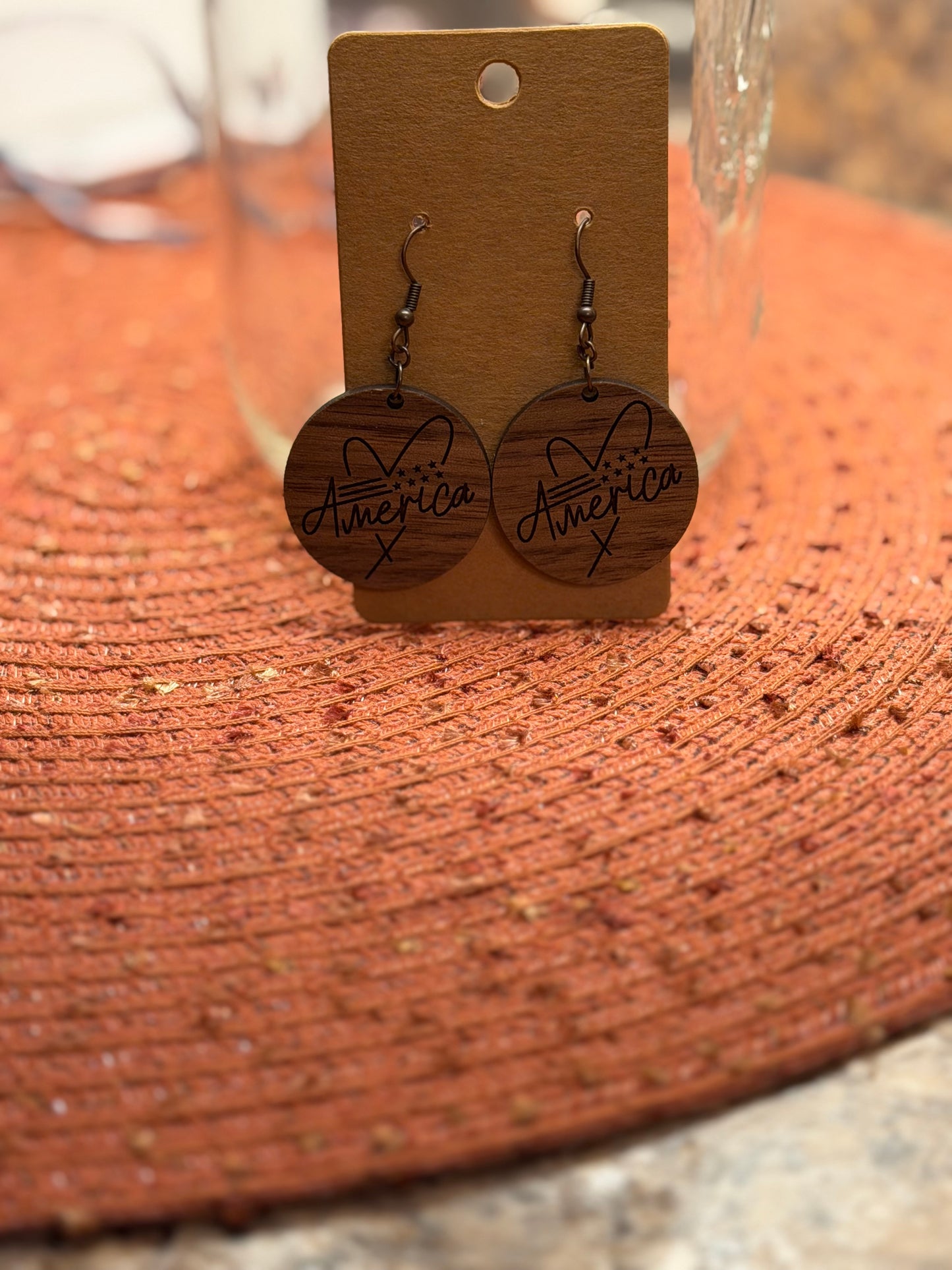 Wood 4th of July earrings