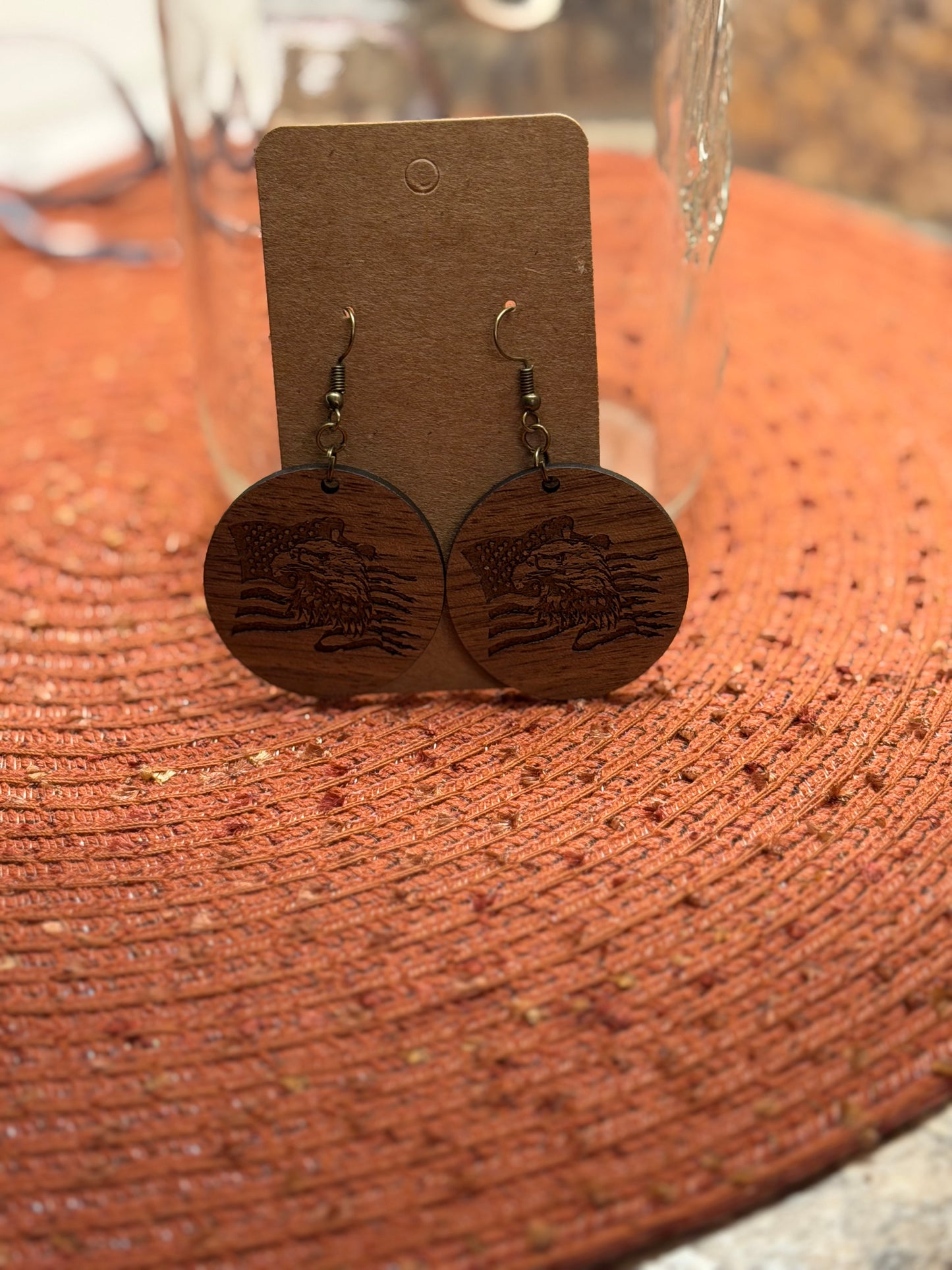 Wood 4th of July earrings