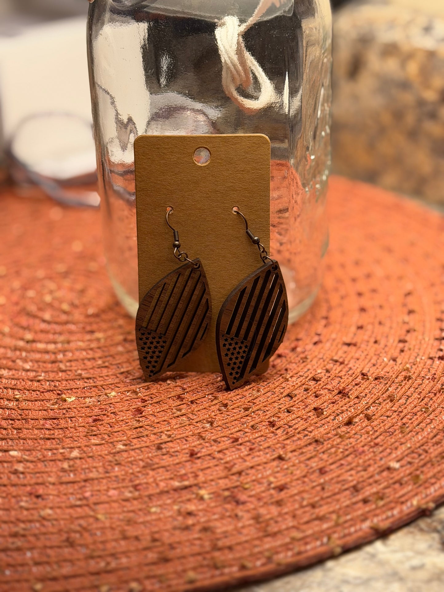 Wood 4th of July earrings