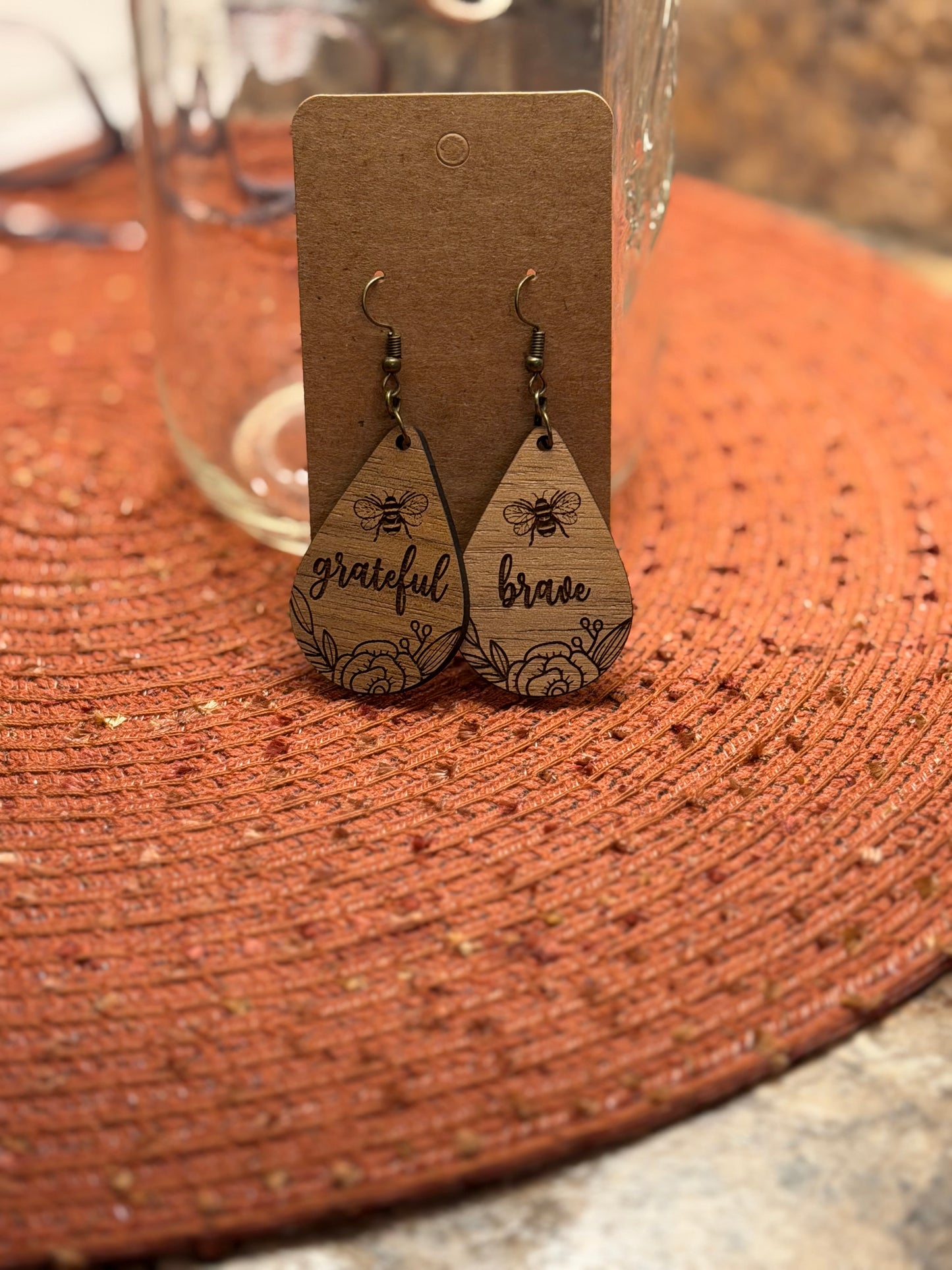 Wood Earring with sayings