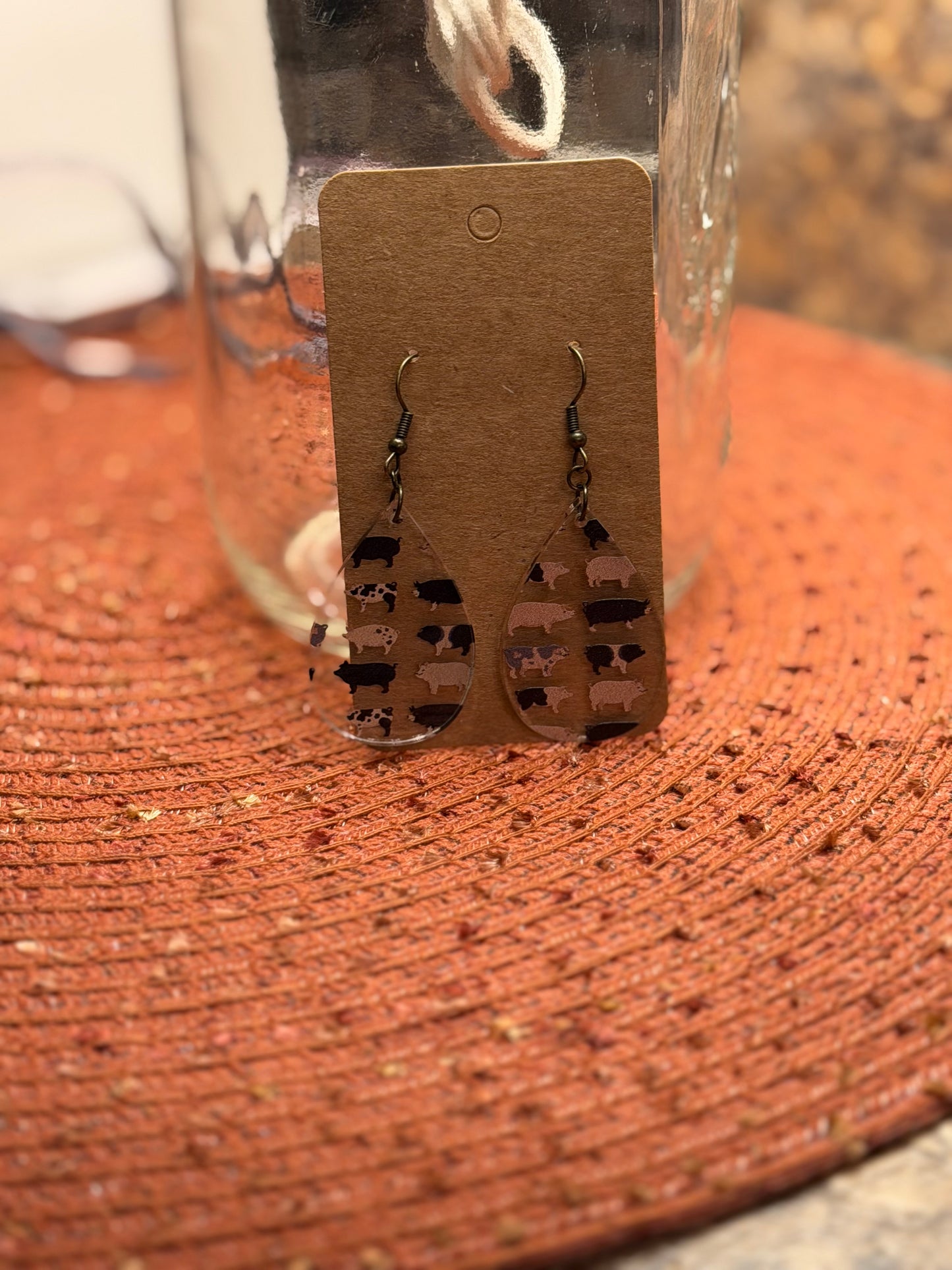 Wood Pig Earrings
