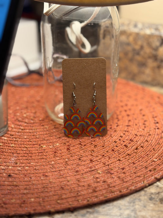 Wood Rainbow Earrings