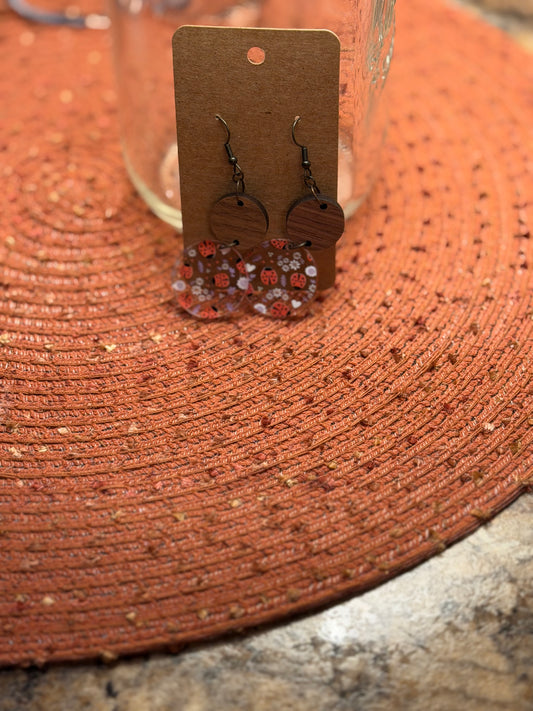 Wood Ladybug earrings