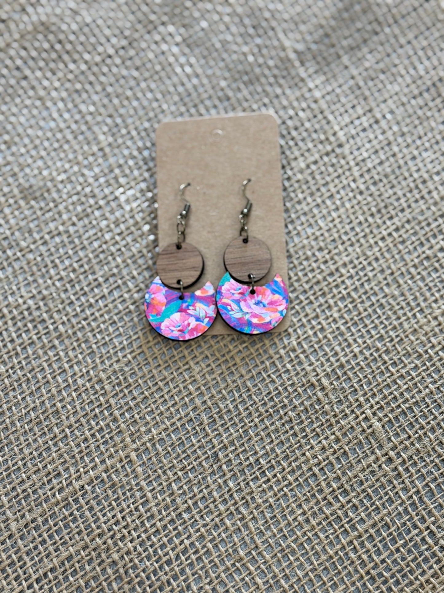 Wood Flower Earrings