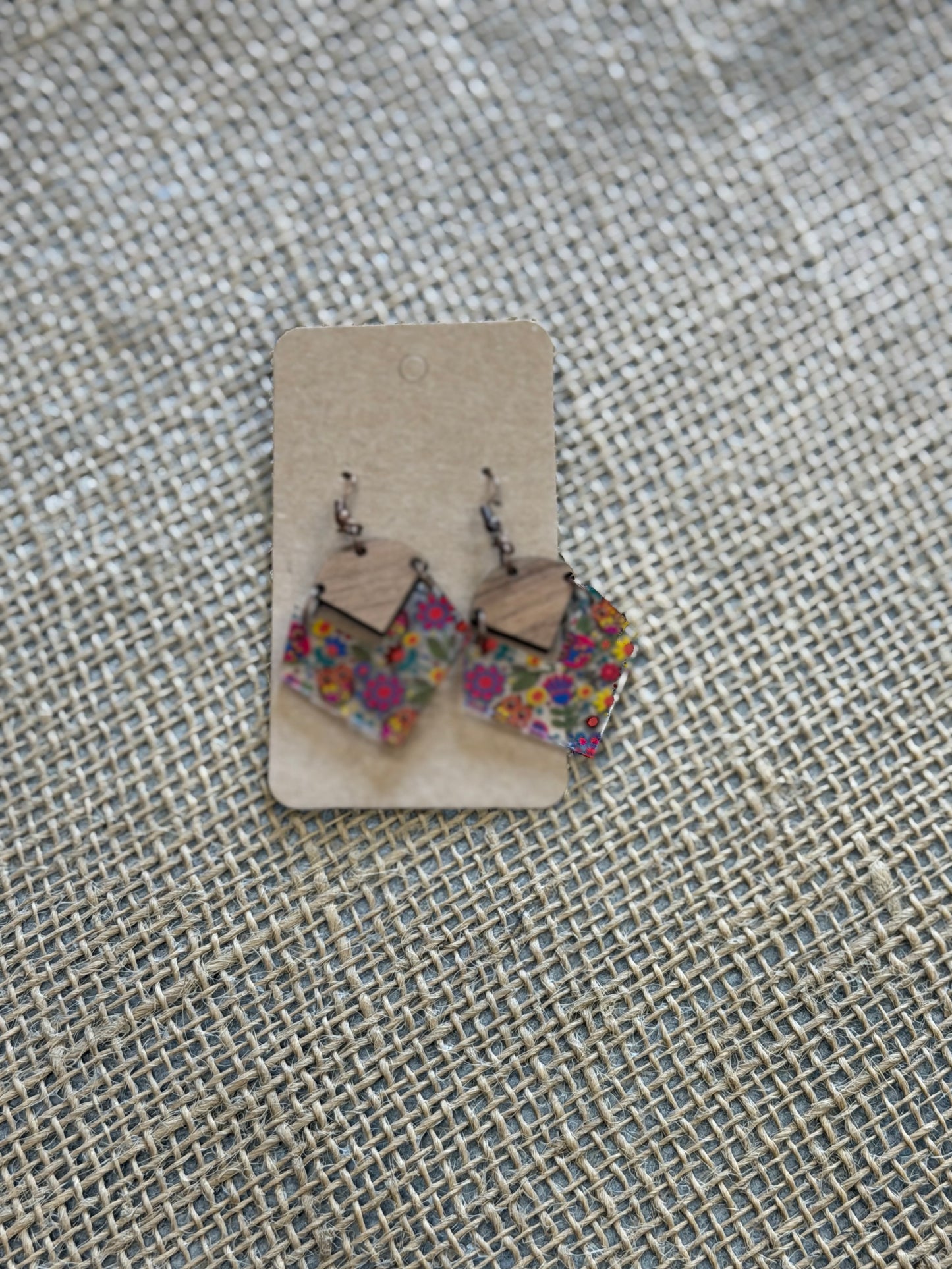 Wood Flower Earrings