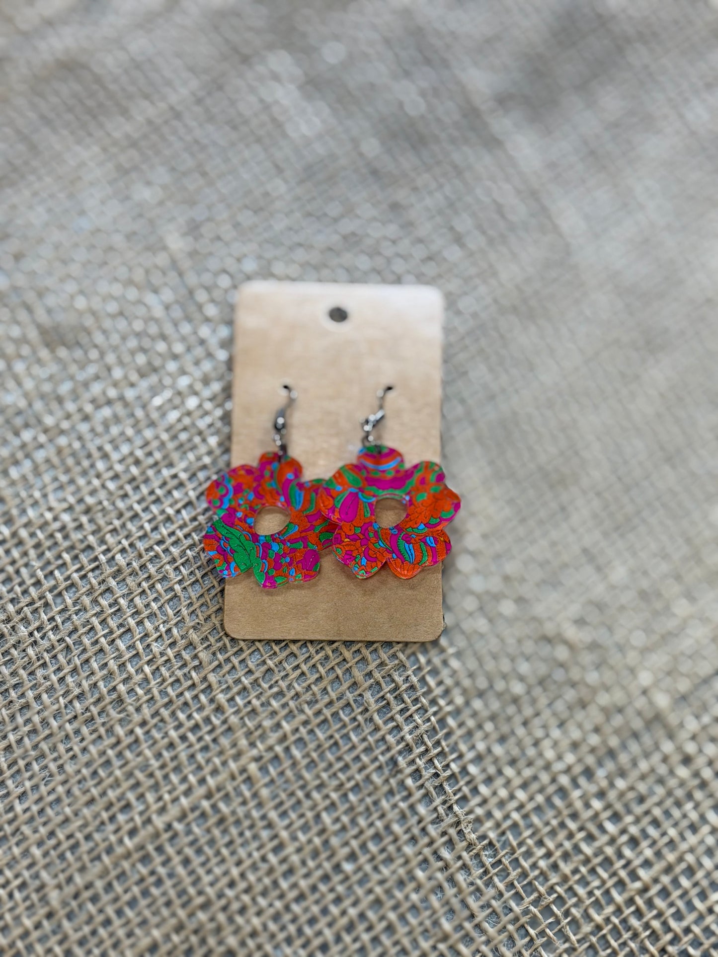 Wood Flower Earrings