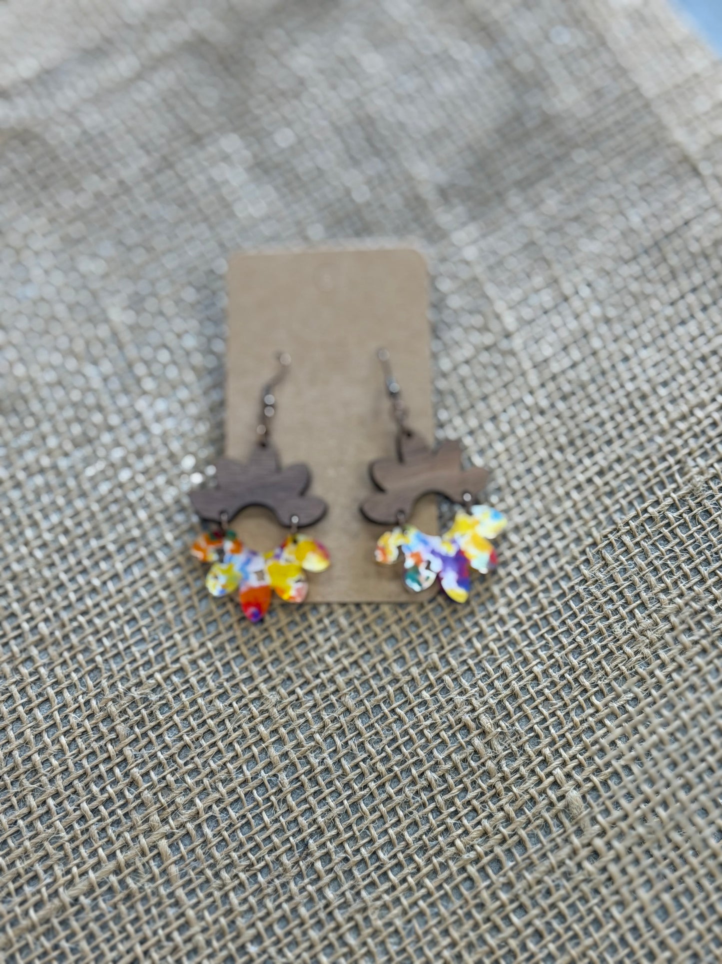 Wood Flower Earrings