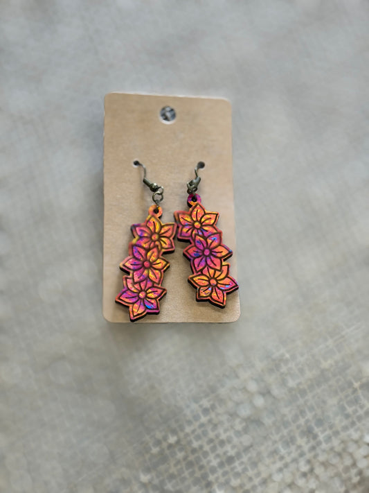 Wood Flower Earrings