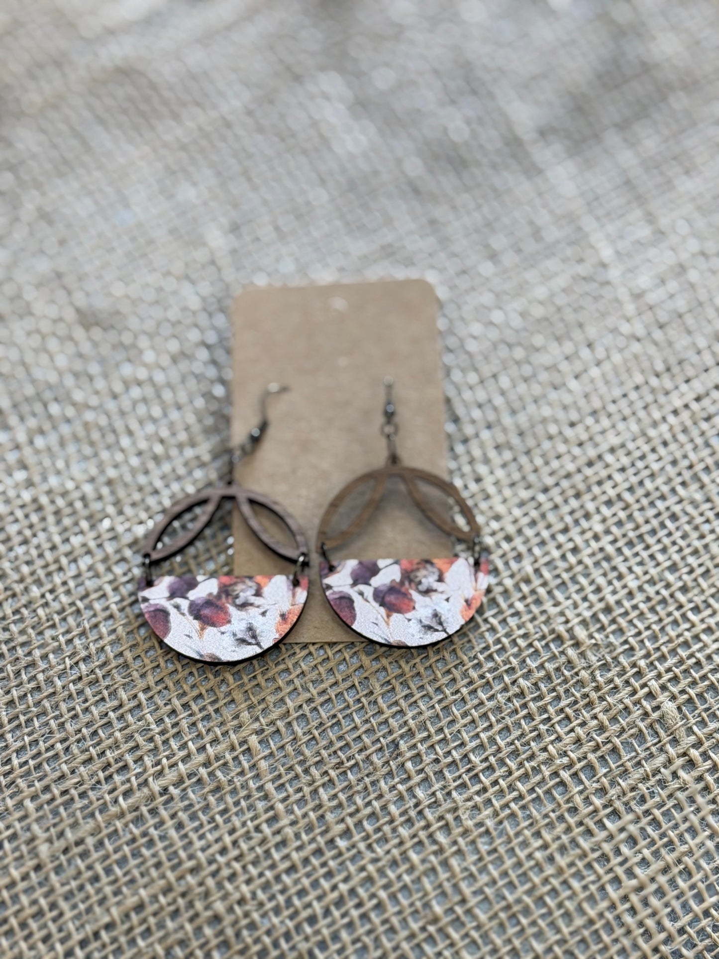 Wood Flower Earrings