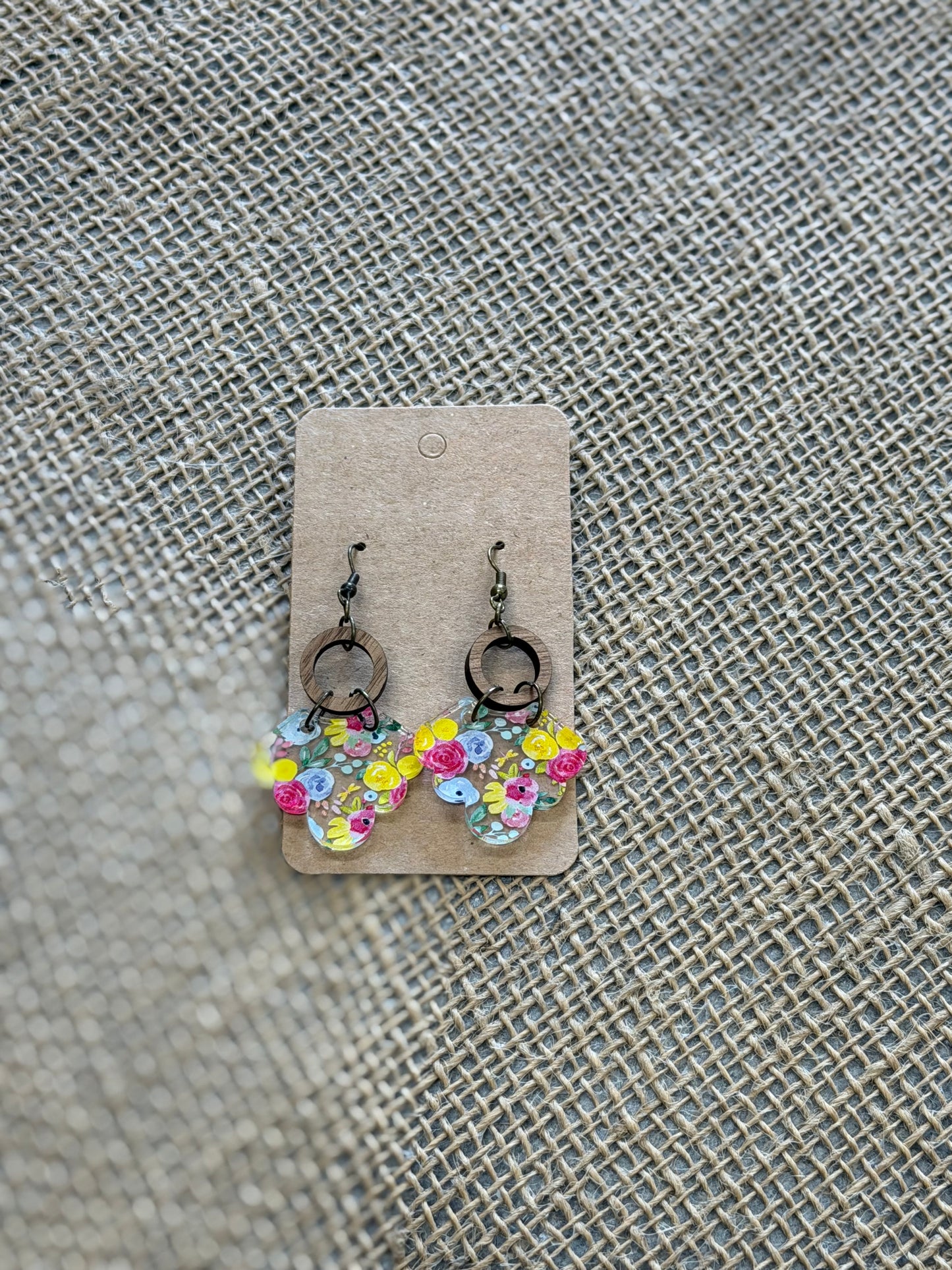 Wood Flower Earrings