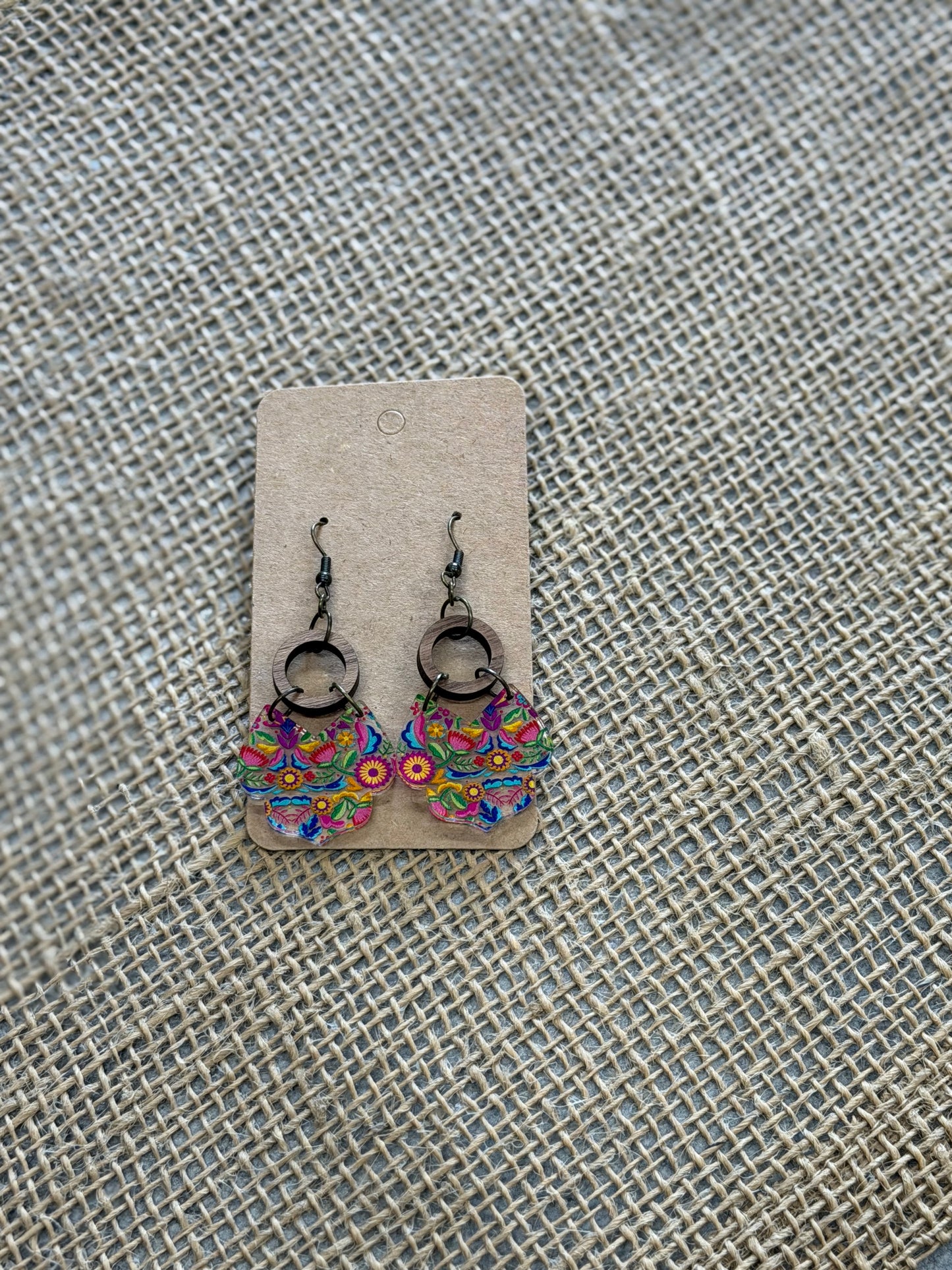 Wood Flower Earrings
