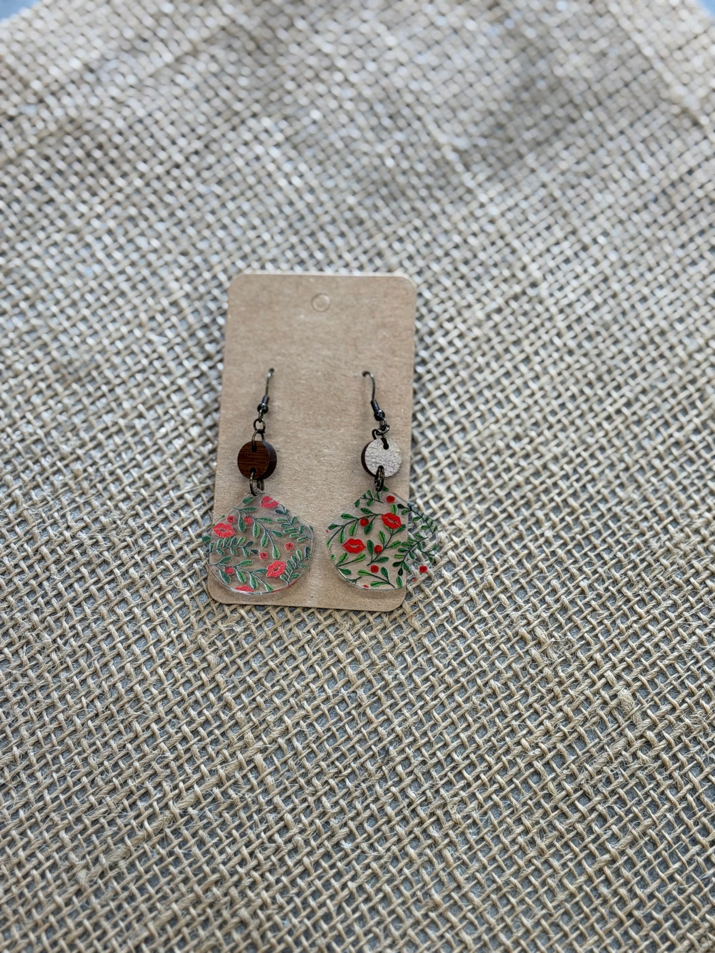 Wood Flower Earrings