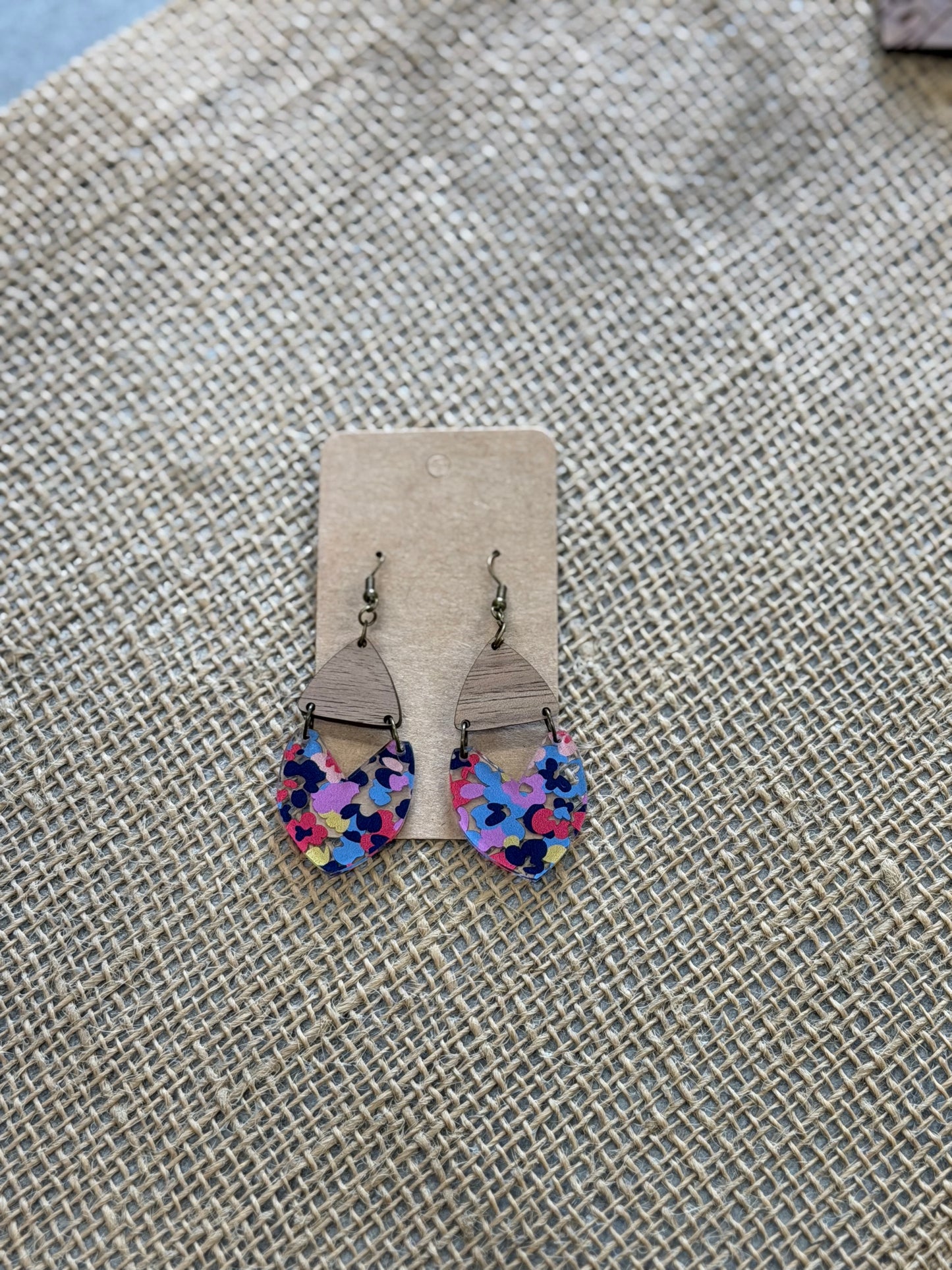 Wood Flower Earrings