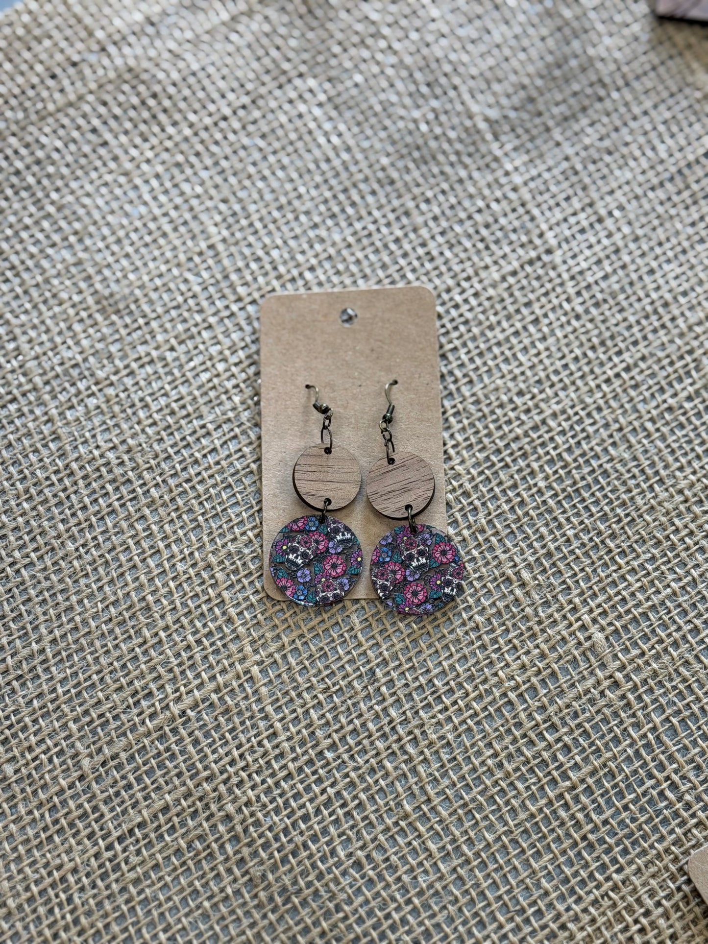 Wood Flower Earrings