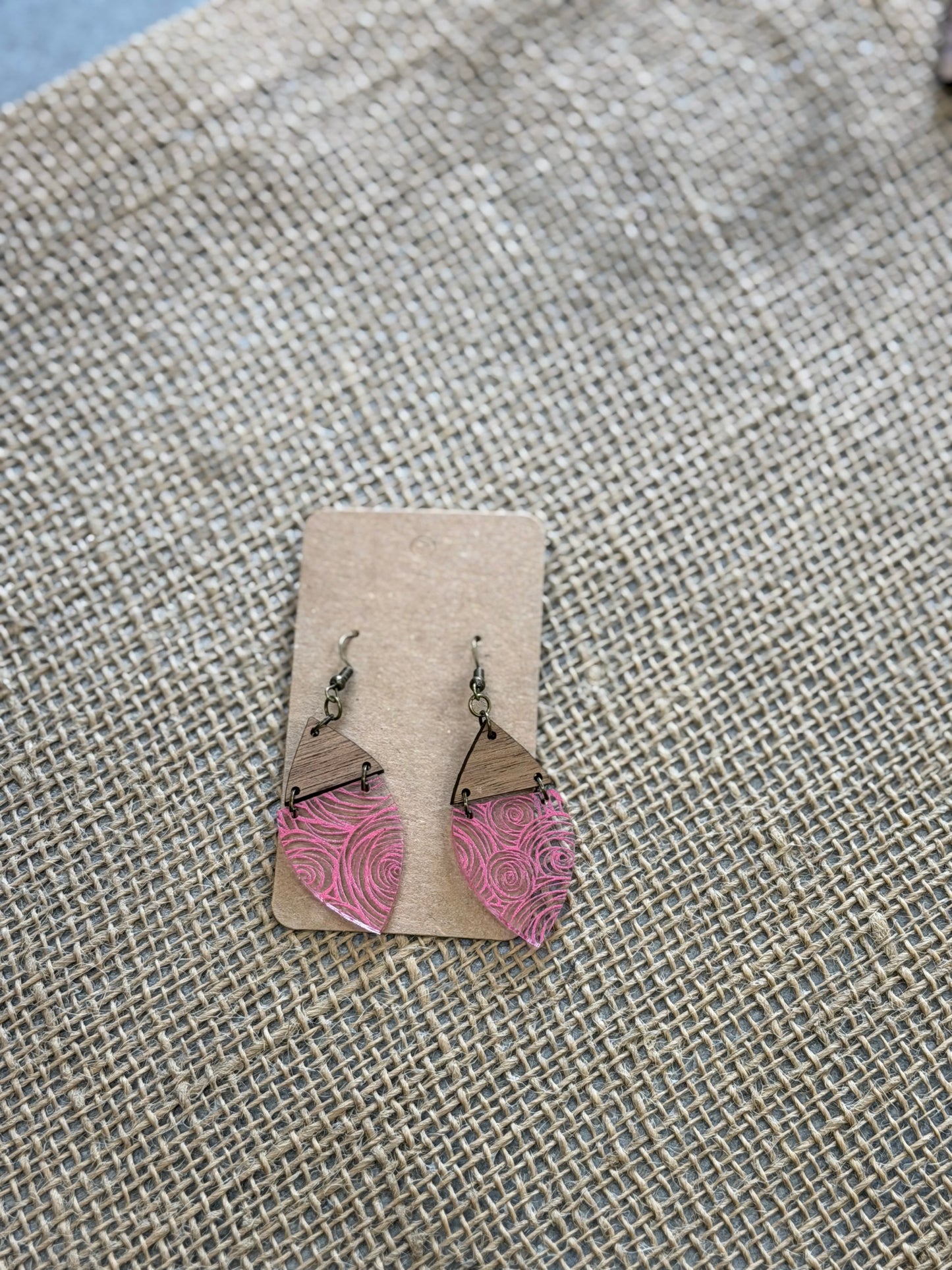 Wood Flower Earrings