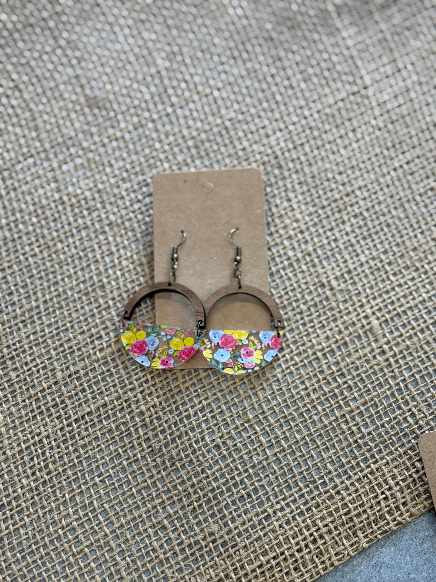 Wood Flower Earrings