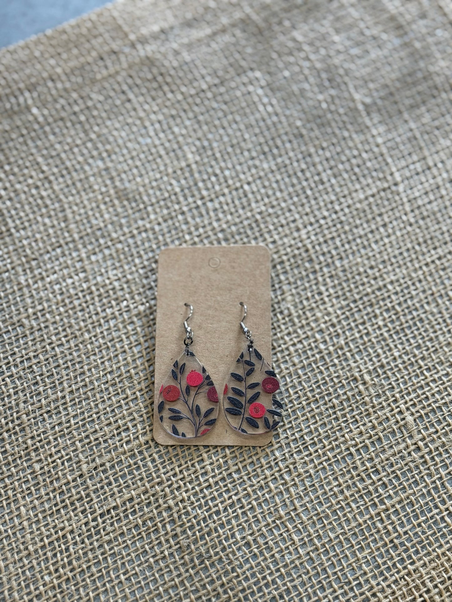 Wood Flower Earrings