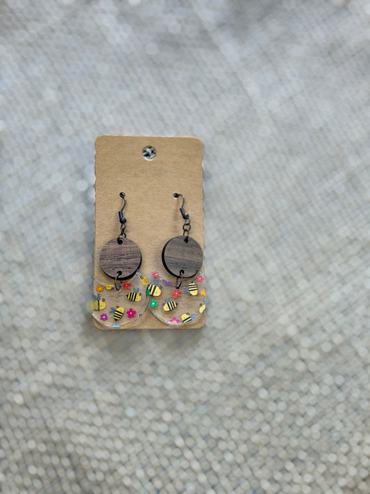 Wood Bee Earrings