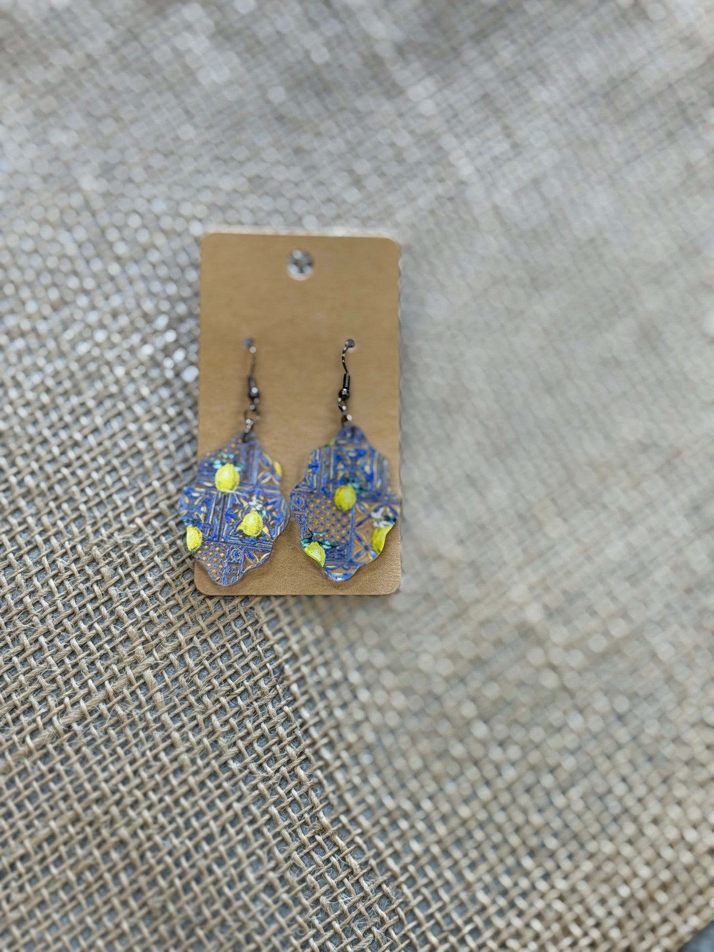 Wood lemon earrings