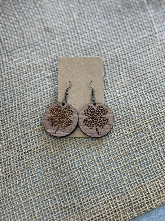 Wood Shamrock Earrings