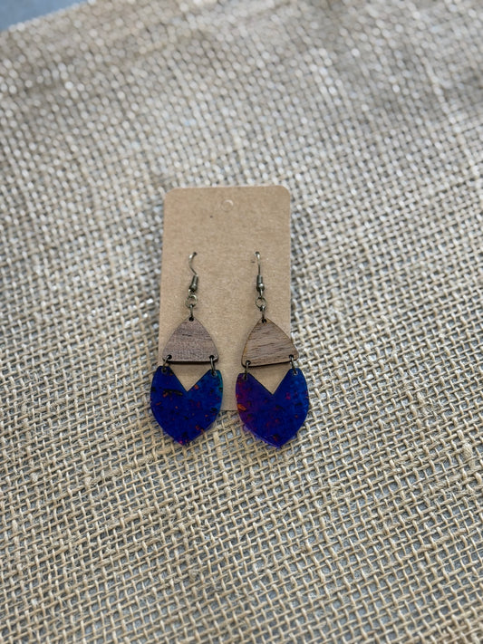 Wood Stained Glass Earrings