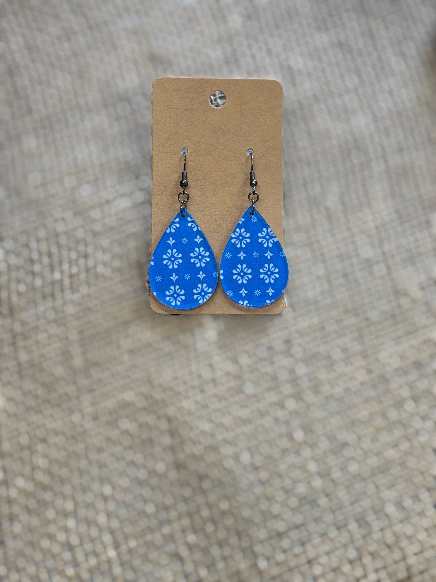 Blue wood Earrings